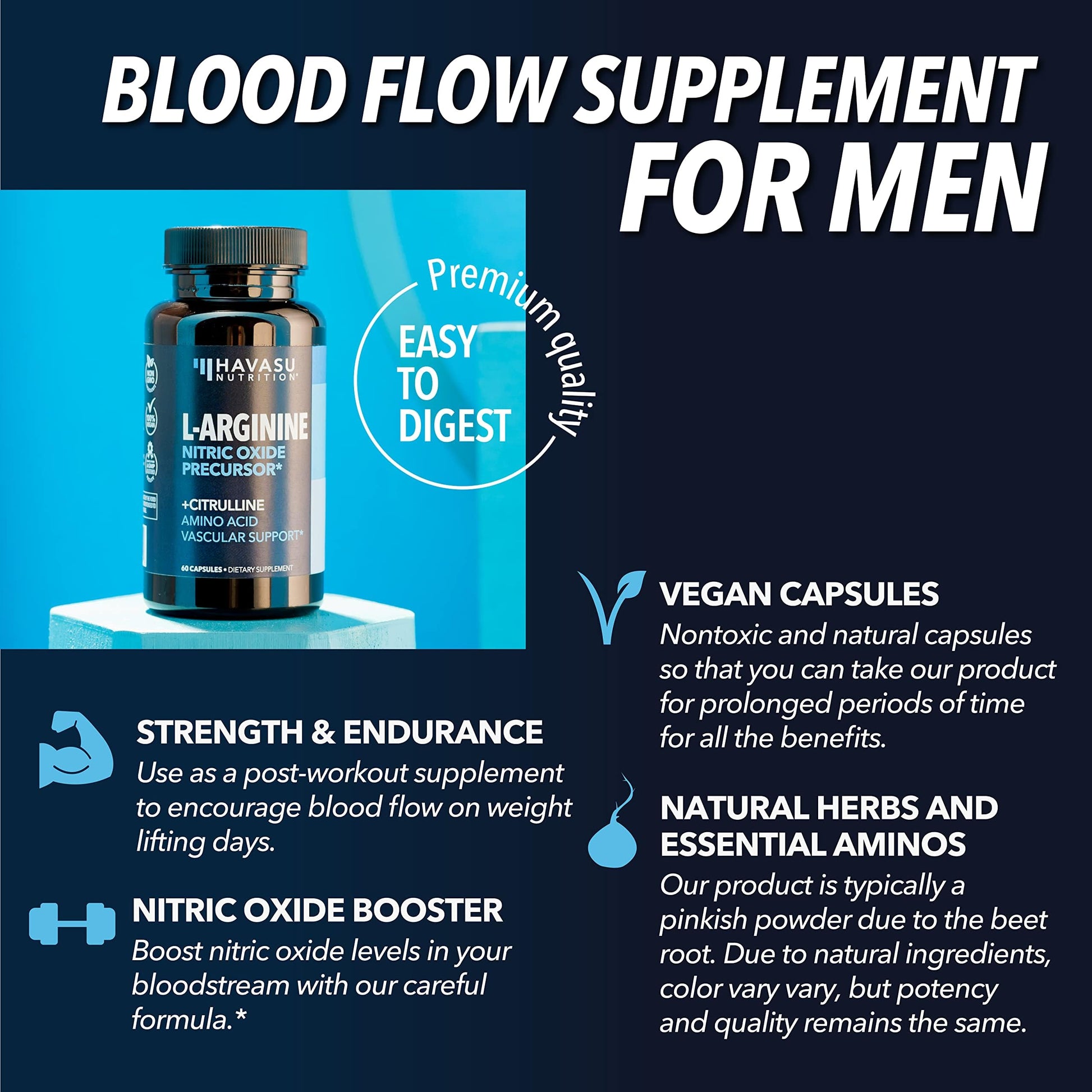 Extra Strength L Arginine - 1200mg Nitric Oxide Supplement for Muscle HAVASU NUTRITION uk supplements