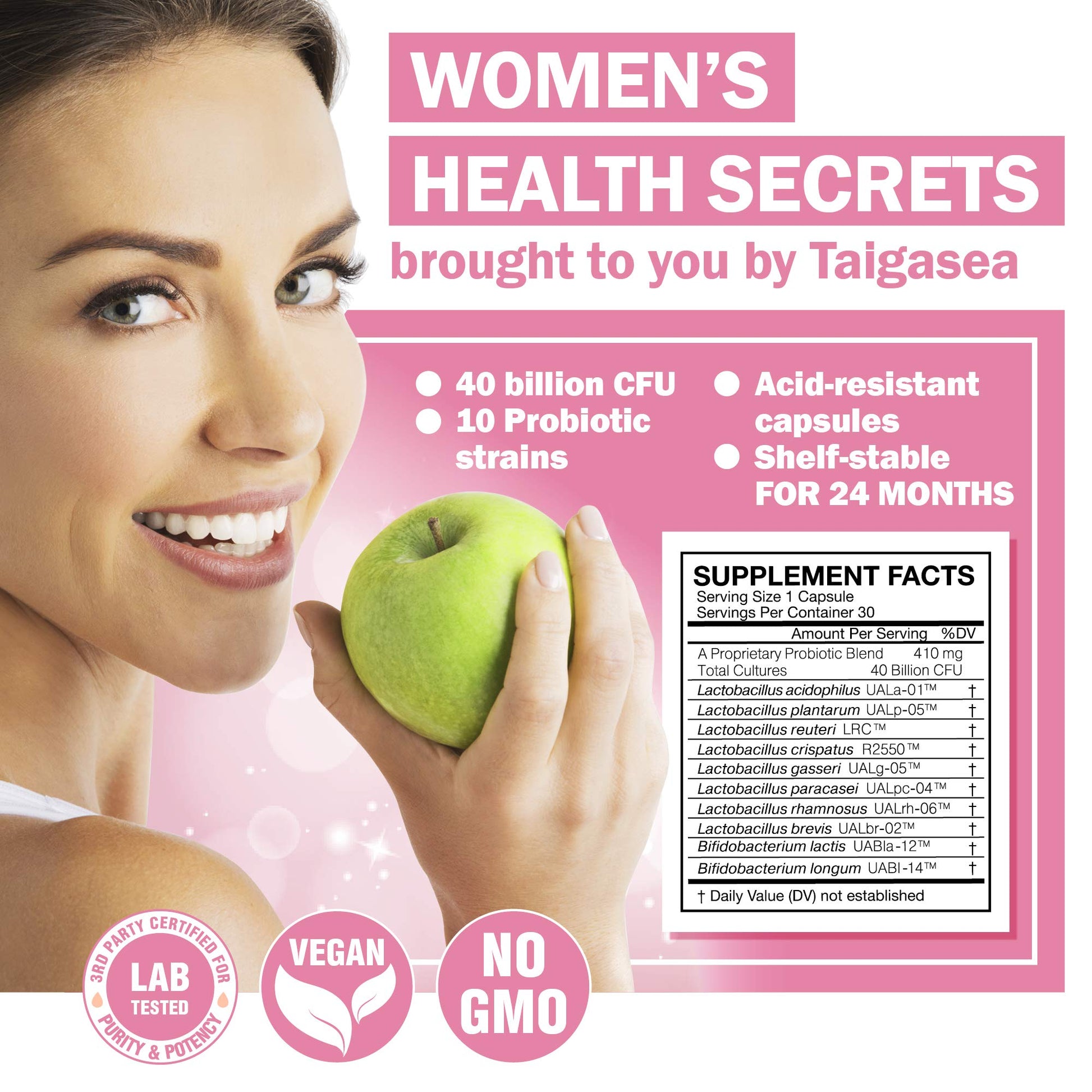 TAIGASEA Probiotics for Women, 40 Billion CFU, 10 Strains for Yeast Control, Vaginal and Urinary Tract Health TAIGASEA uk supplements