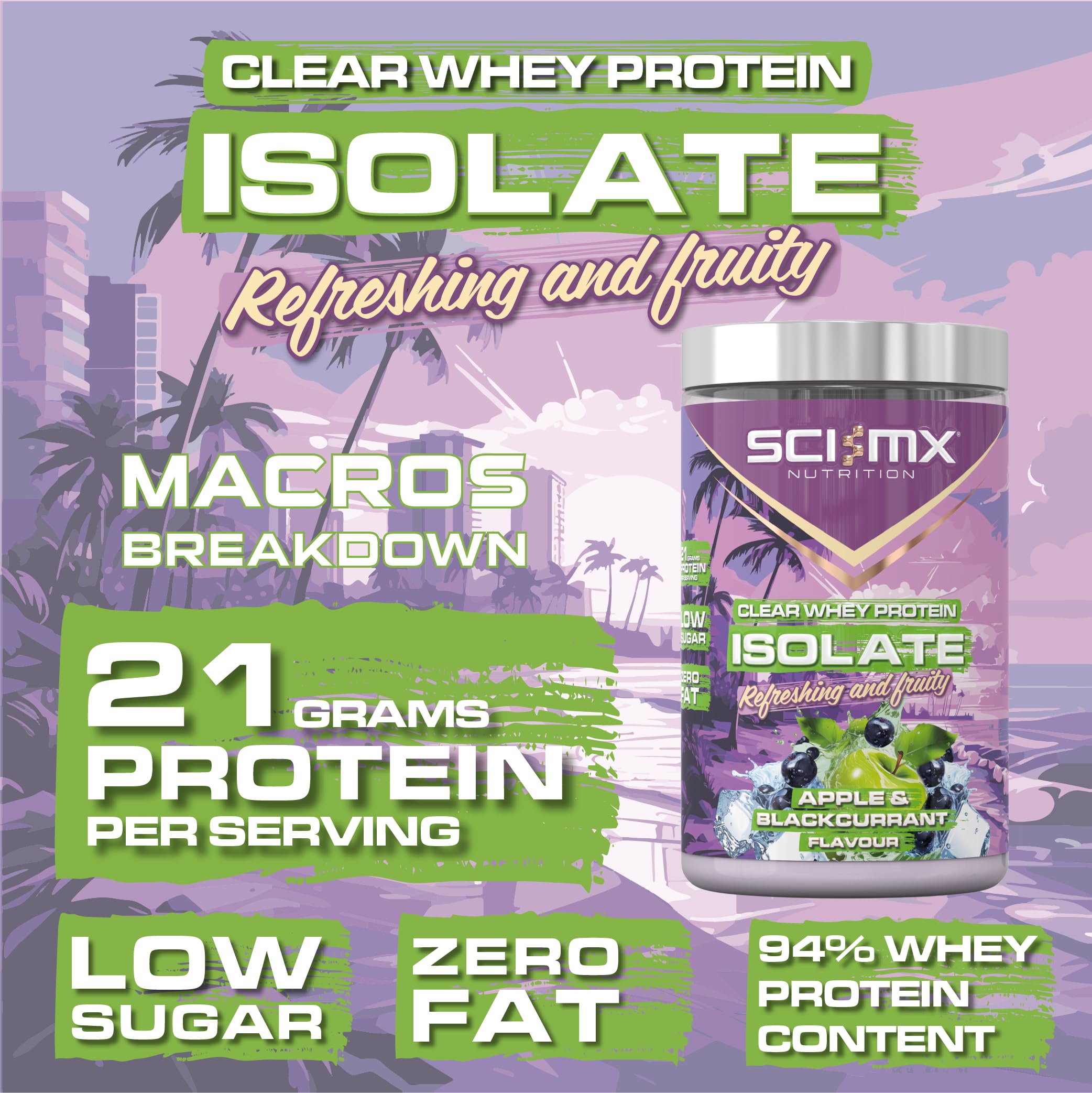SCI-MX Clear Whey Isolate Protein - Apple and Blackcurrant Flavour - Lean Potein Formula for Muscle Growth SCI-MX uk supplements