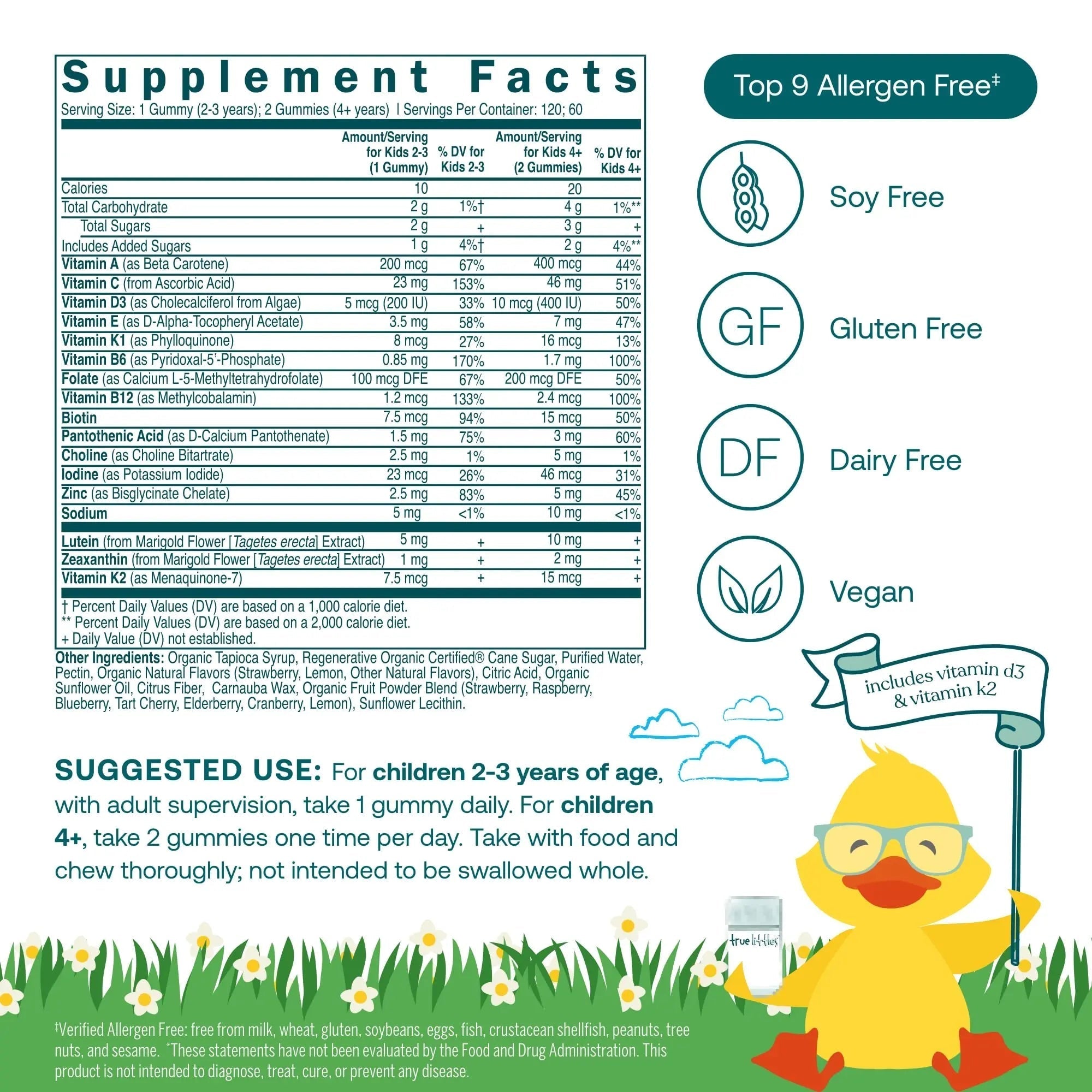 True Grace True Littles Daily Kids Multi - 120 Pectin Gummies - Immune, Cognitive, Bone & Eye Support - Clinically Studied Lutemax Kids Lutein True Grace uk supplements