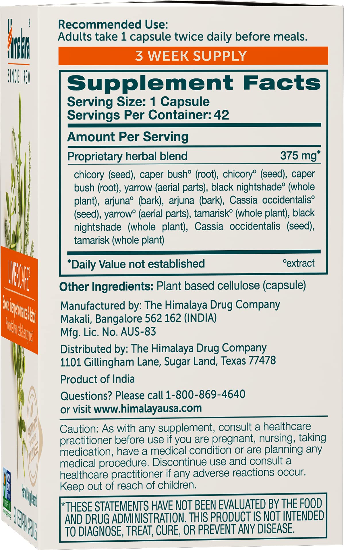 Himalaya LiverCare for Total Liver Support, Cleanse and Detox, Protects Cells & Enzymes Himalaya uk supplements