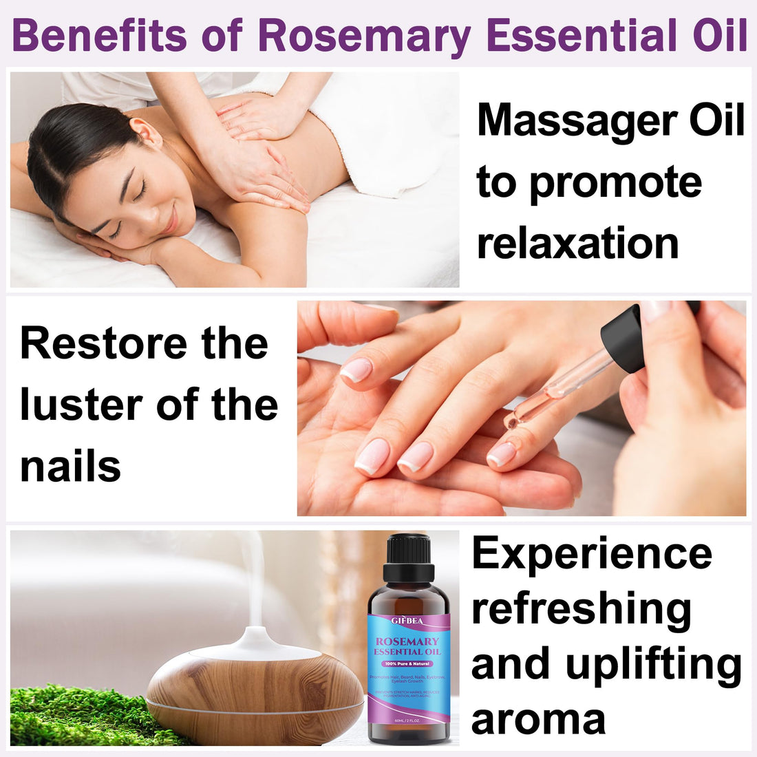 Rosemary Oil for Hair Growth,100% Pure Undiluted Light-Weight Non-Greasy Rosemary Essential Oil GIFBEA uk supplements