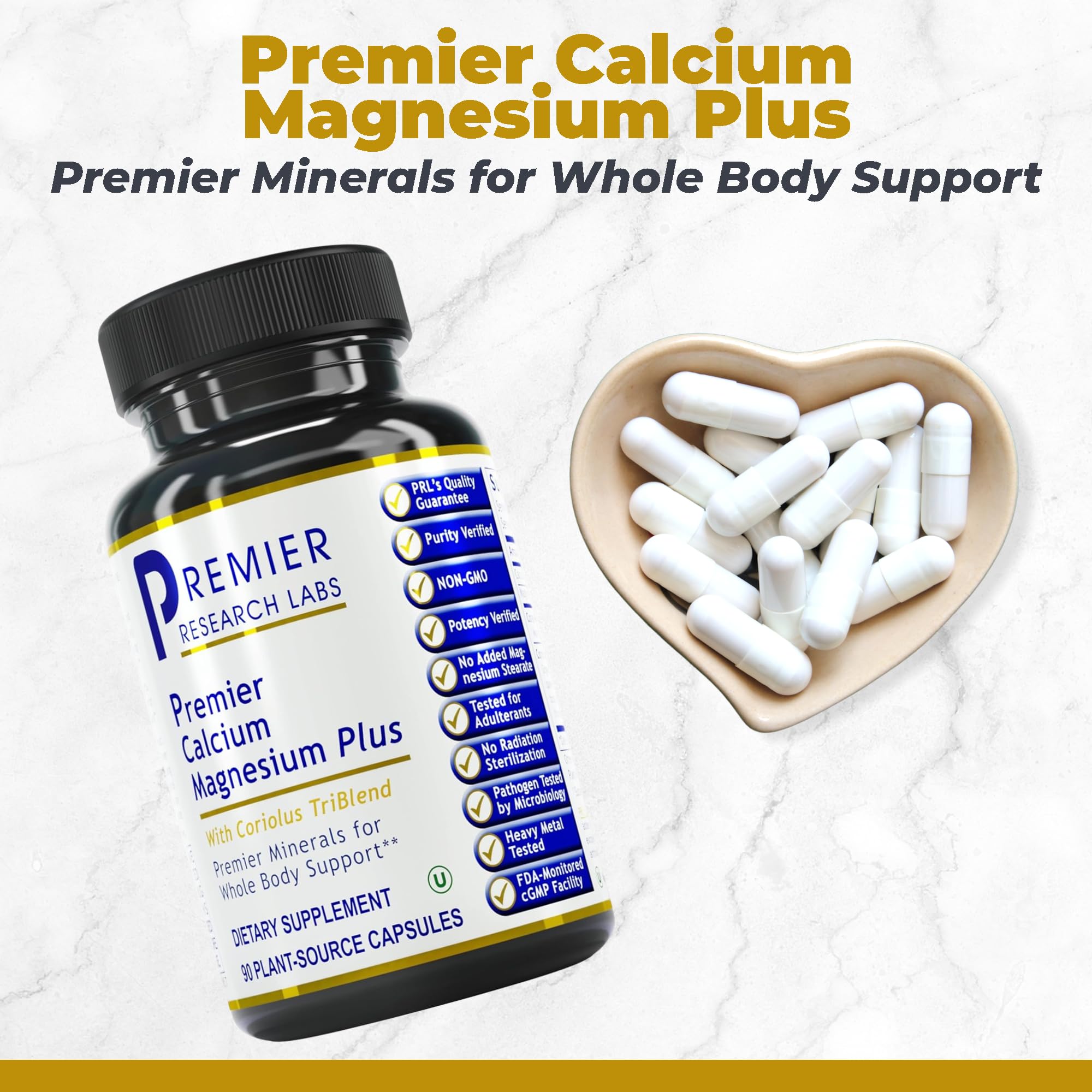 Premier Research Labs Calcium Magnesium Plus - Calcium Magnesium Supplement, Calcium Supplement for Bone Health, with Mushroom Complex - Reishi & Lions Mane - 90 Vegetarian Capsules Premier Research Labs uk supplements