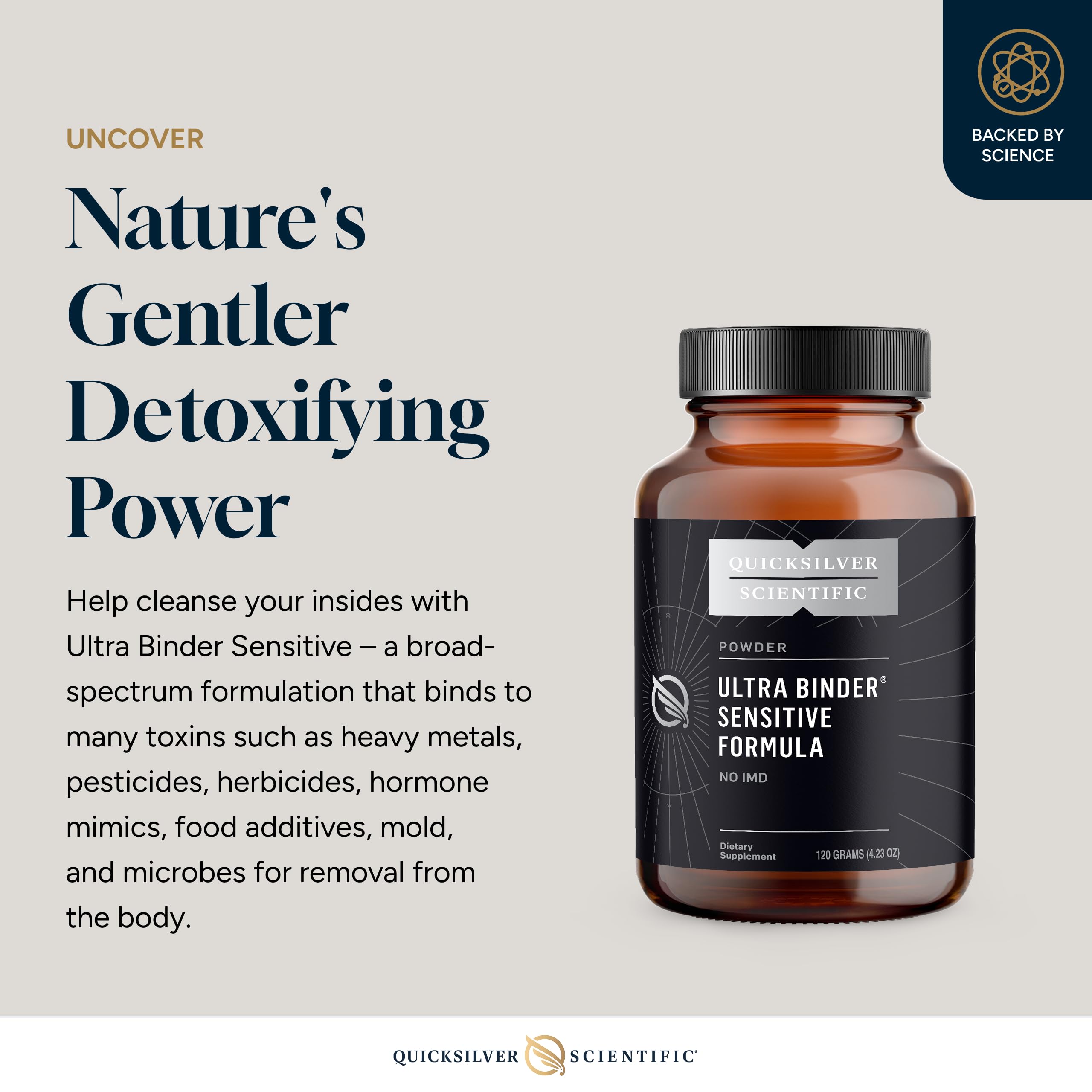 Quicksilver Scientific Ultra Binder Sensitive Formula - Gut Health Supplement with Activated Charcoal, Bentonite Clay - Cleansing Support Powder (120g) Quicksilver Scientific uk supplements