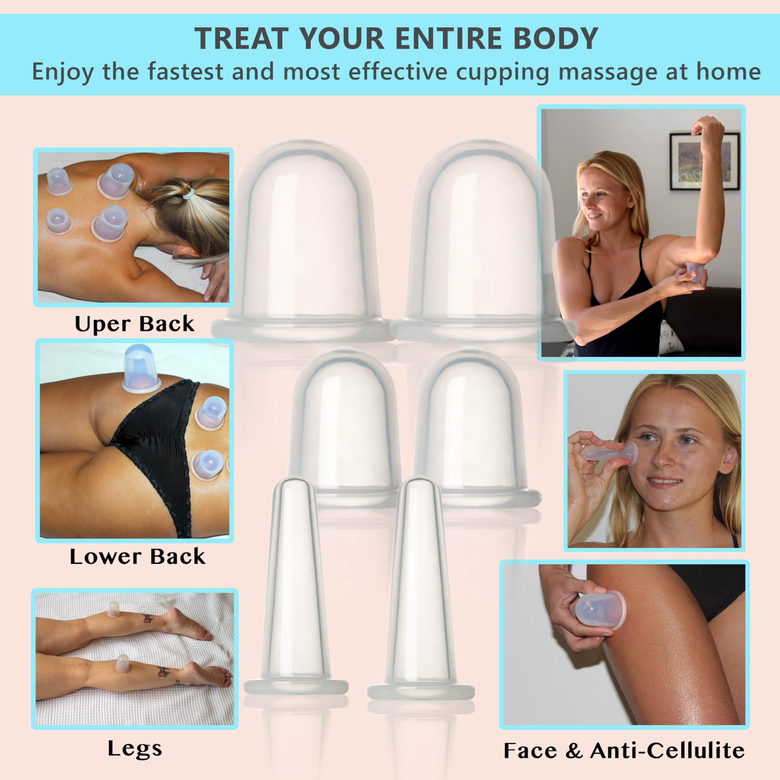 Cupping Kit for Massage Therapy - by DoSensePro, Cupping Set of 6 Professional Silicone Cups DoSensePro uk supplements