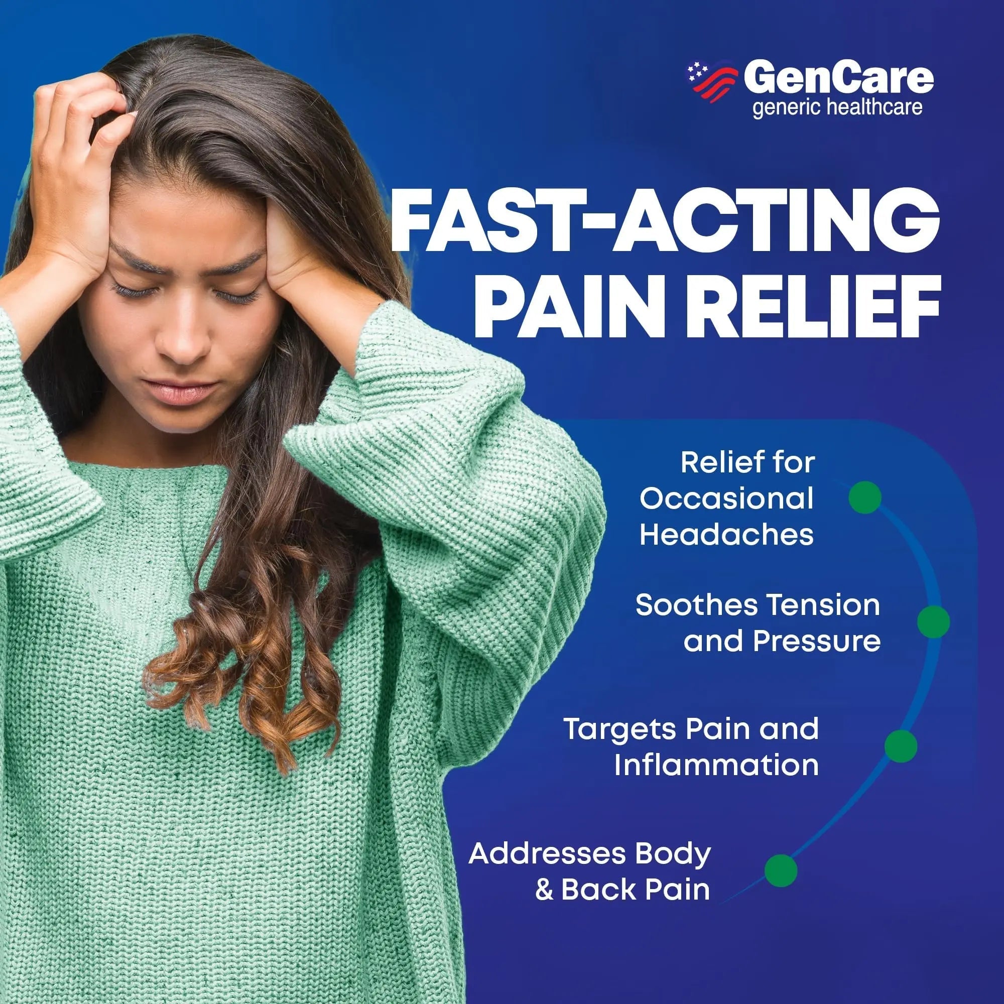 GenCare - Headache Relief Acetaminophen with Aspirin (NSAID) & Caffeine (300 Caplets) Value Pack | Head Pain, Muscle Aches, Back Pain & Body | Generic ExcedrEn Extra Strength GenCare uk supplements