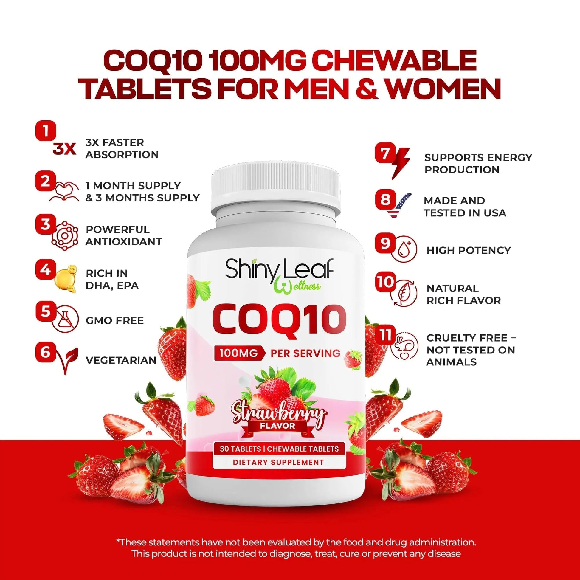 Bariatric Multivitamin Iron-Free One Capsule Per Day and CoQ10 100mg Supplement for Brain Health and Energy Management for Women and Men - 1 Month Supply Shiny Leaf uk supplements