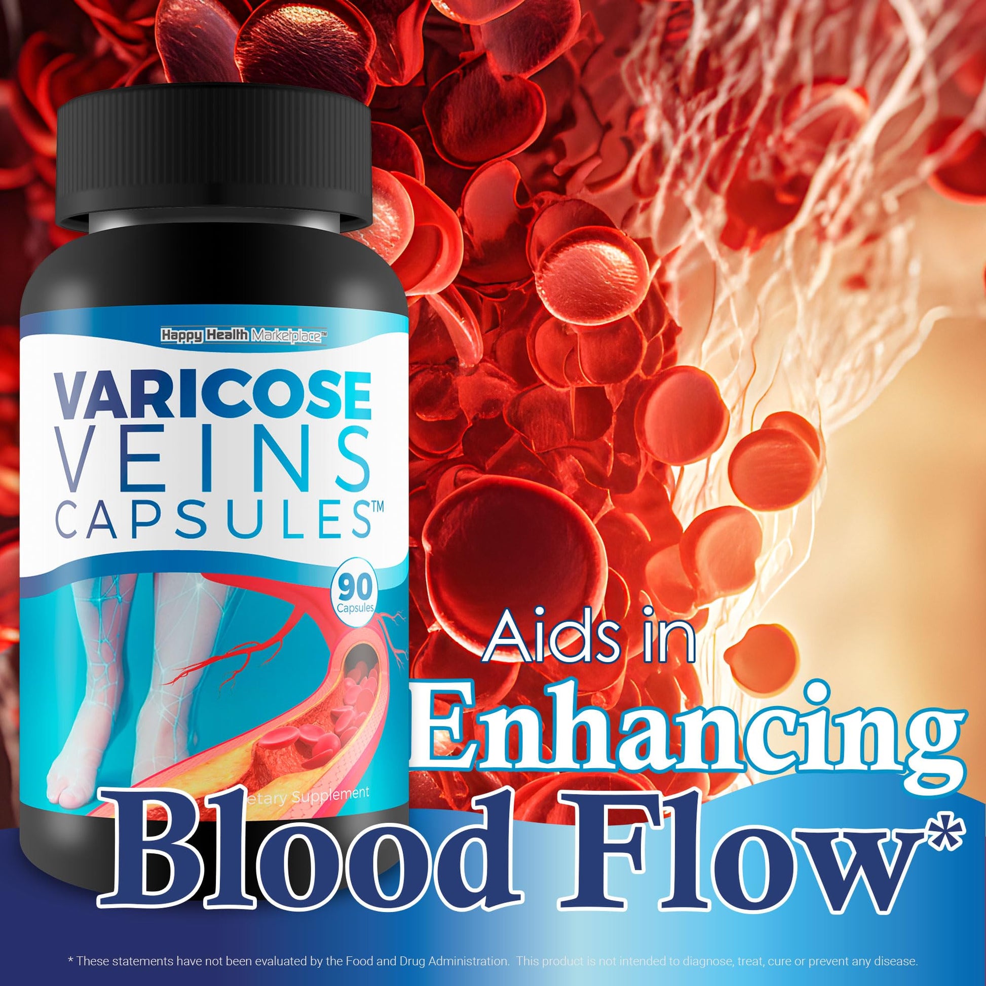 Varicose Veins Capsules - Our Best Natural Varicose Veins Treatment - Varicose Vein Supplement Anti Varicose Veins Women - Herbal Varicose Veins Treatment for Legs - Herbal Remedies for Varicose Veins Happy Health Marketplace uk supplements