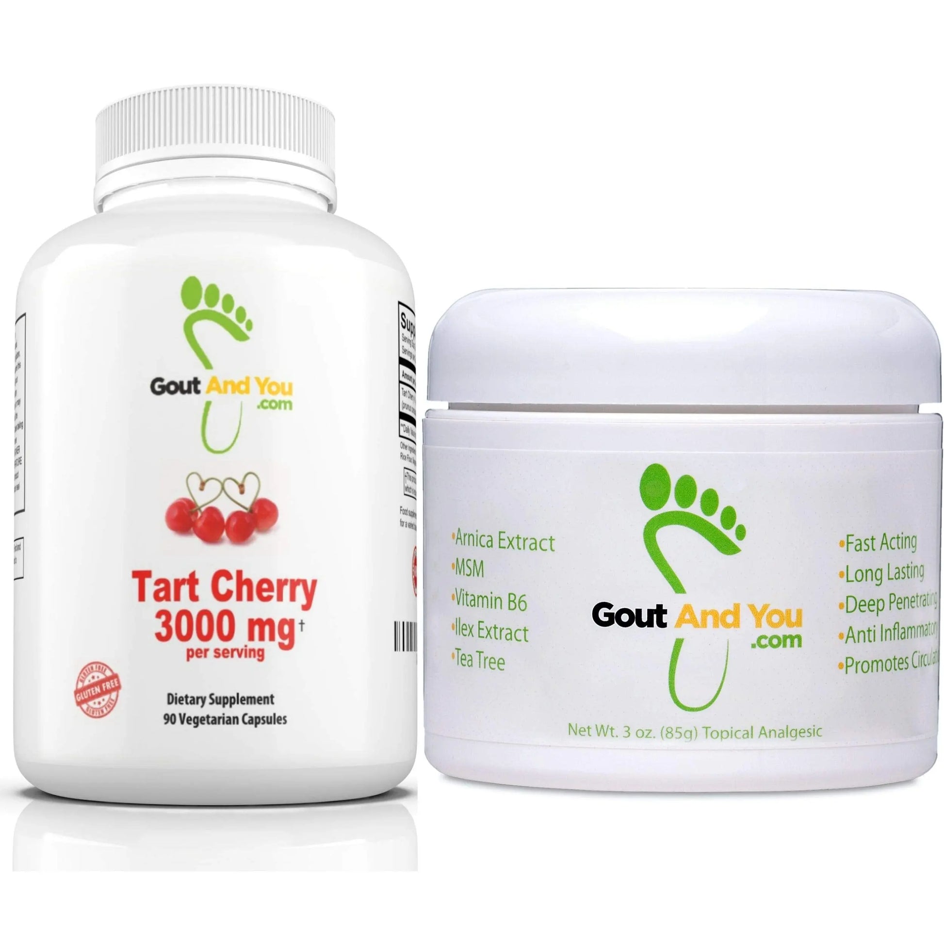 Tart Cherry Extract and Joint & Muscle Relief Cream Bundle Gout and You uk supplements