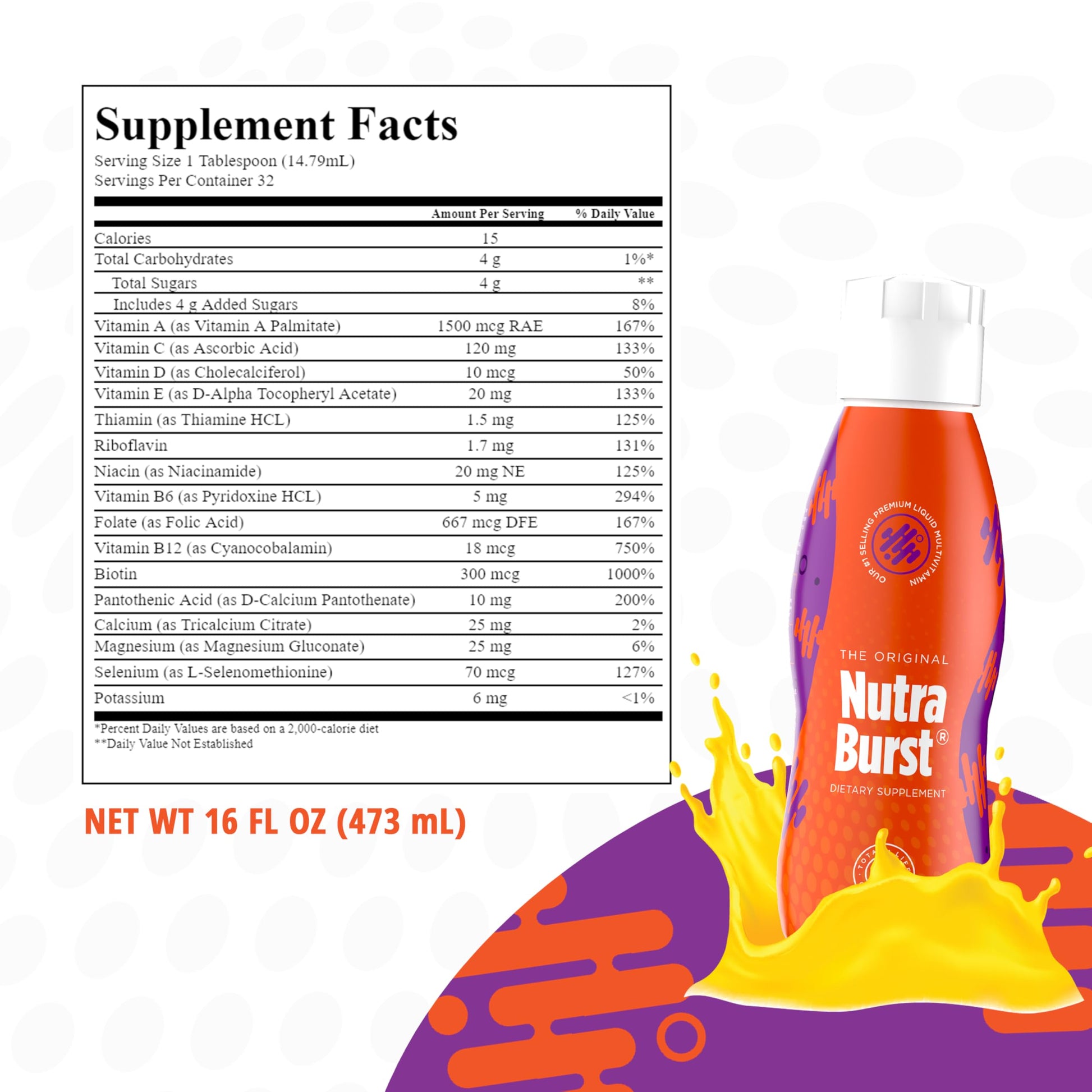 NutraBurst - Liquid Multivitamin, Daily Nutritional Support, Packed with Essential Vitamins and Minerals, 16 fl. oz NUTRA BURST uk supplements