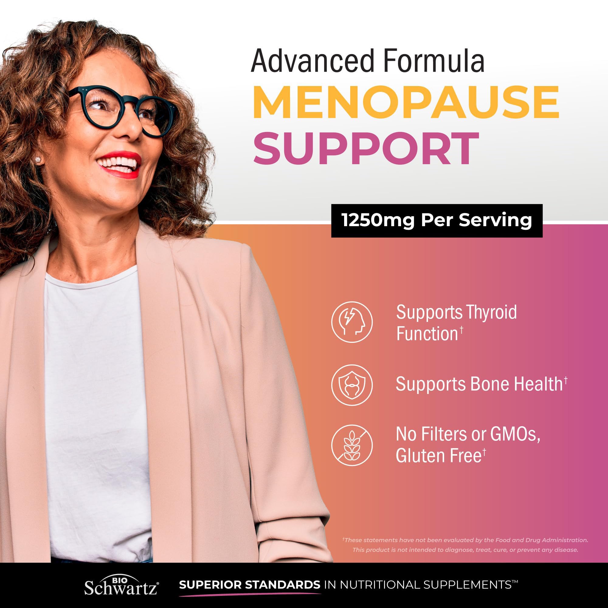 Herbal Menopause Support for Women - Supports Healthy Mood and Balance with Milk Thistle Chasteberry Black Cohosh Red Clover Turmeric Ginger - Menopause Supplements for Women - 60 Veggie Capsules BioSchwartz uk supplements