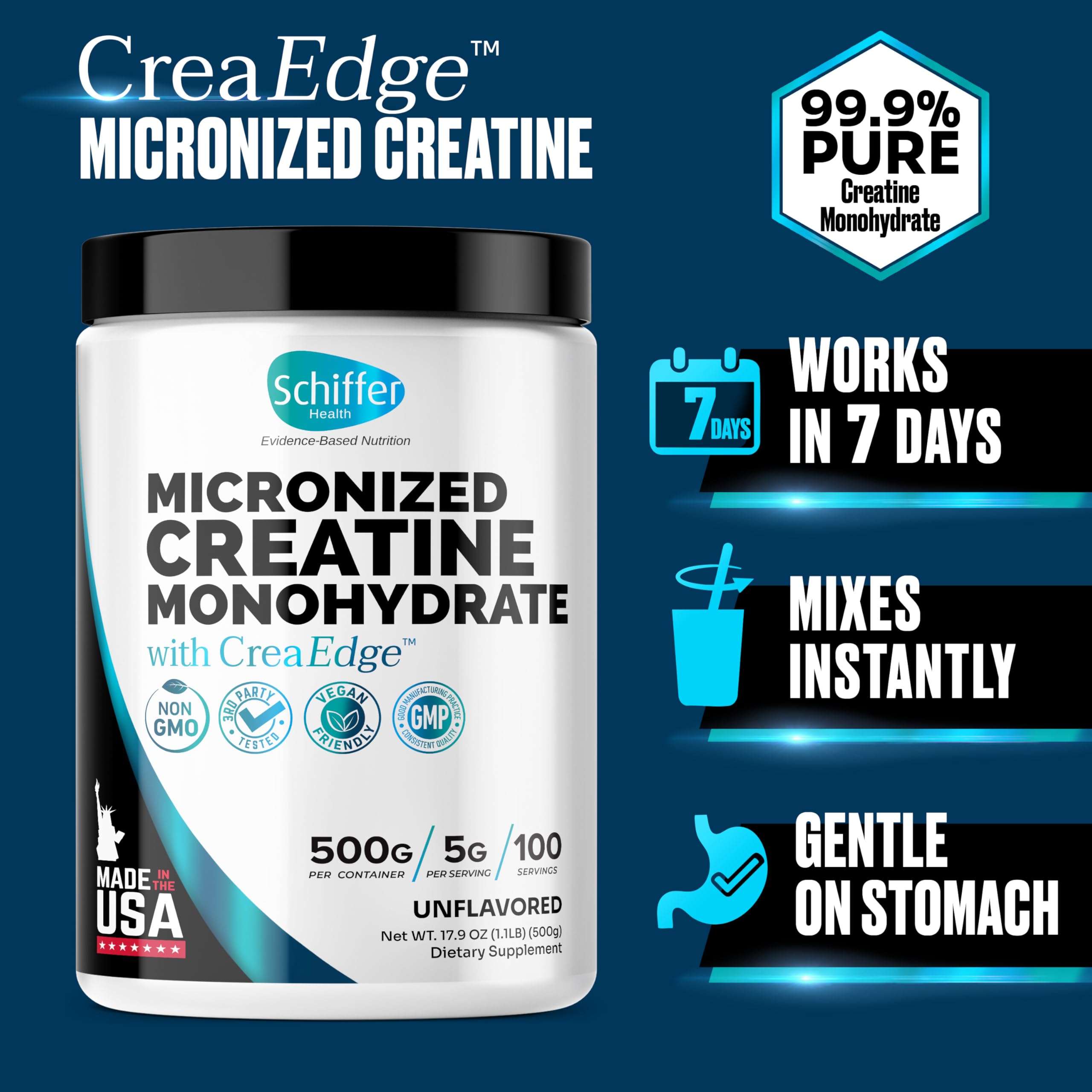 Creatine Monohydrate Powder 500g – Supports Muscle Growth, Strength & Cognitive Function*, 5g per Serv - 100 Servings, Pure Micronized Creatine for Enhanced Performance, Unflavored, 17.9 oz SCHIFFER HEALTH uk supplements