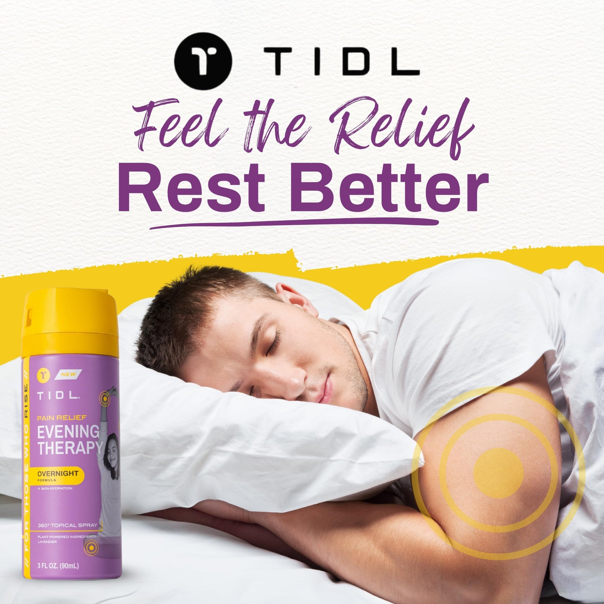 TIDL - Evening Therapy Pain Relief Spray - Fast-Acting Relief for Lower Back, Knee, Muscle & Joint Pain - Nighttime Relaxation & Skin Hydration - Lavender, Topical, Plant-Based Menthol (3oz, 1-Pack) TIDL uk supplements