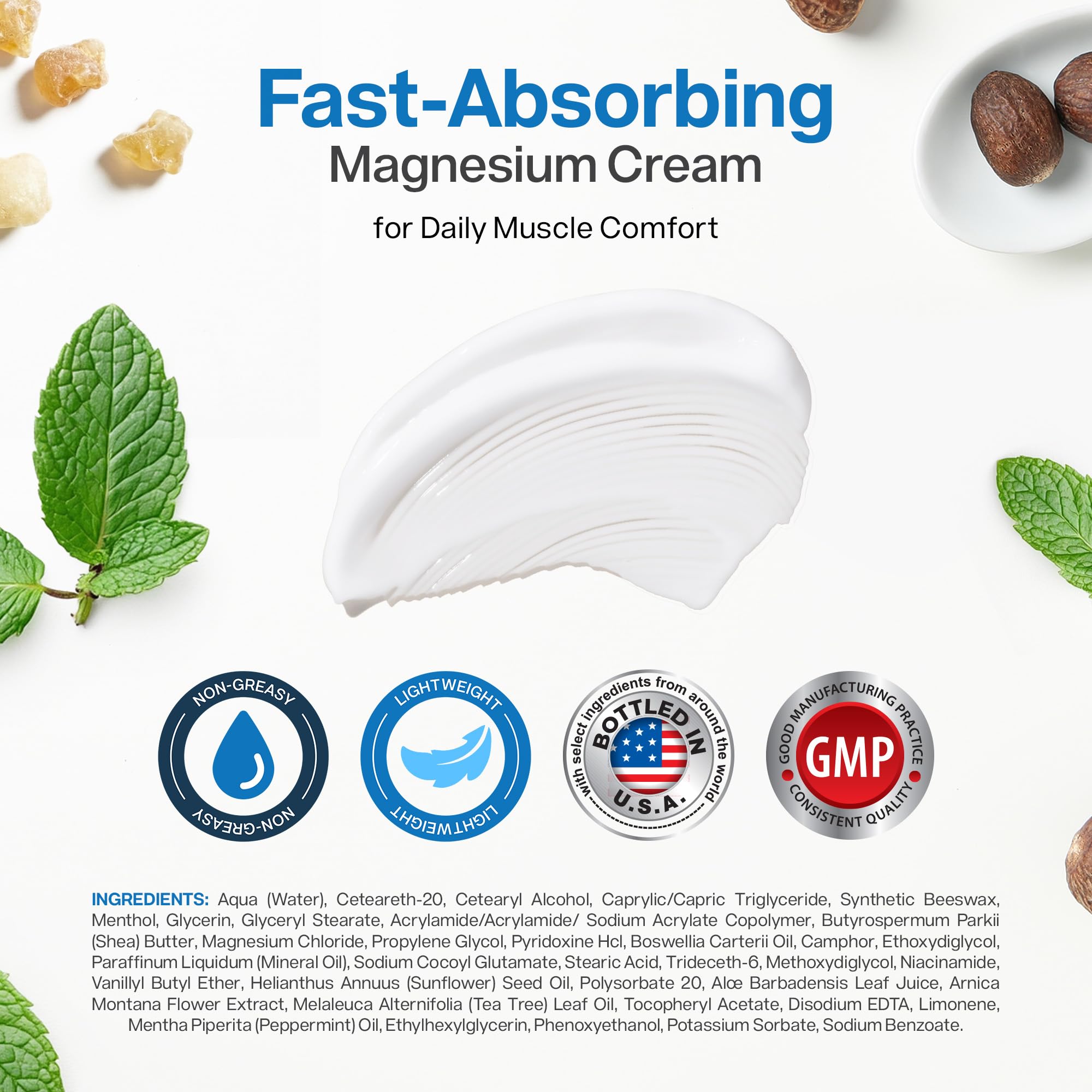 Magnesium Freeze - Topical Magnesium Cream with Niacinamide for Joints, Low Back, Sciatic Nerve, Knee, Hip, & Foot - Fast Acting Cooling Formula - Lightweight, Non-Greasy - 4oz OsteoShield uk supplements