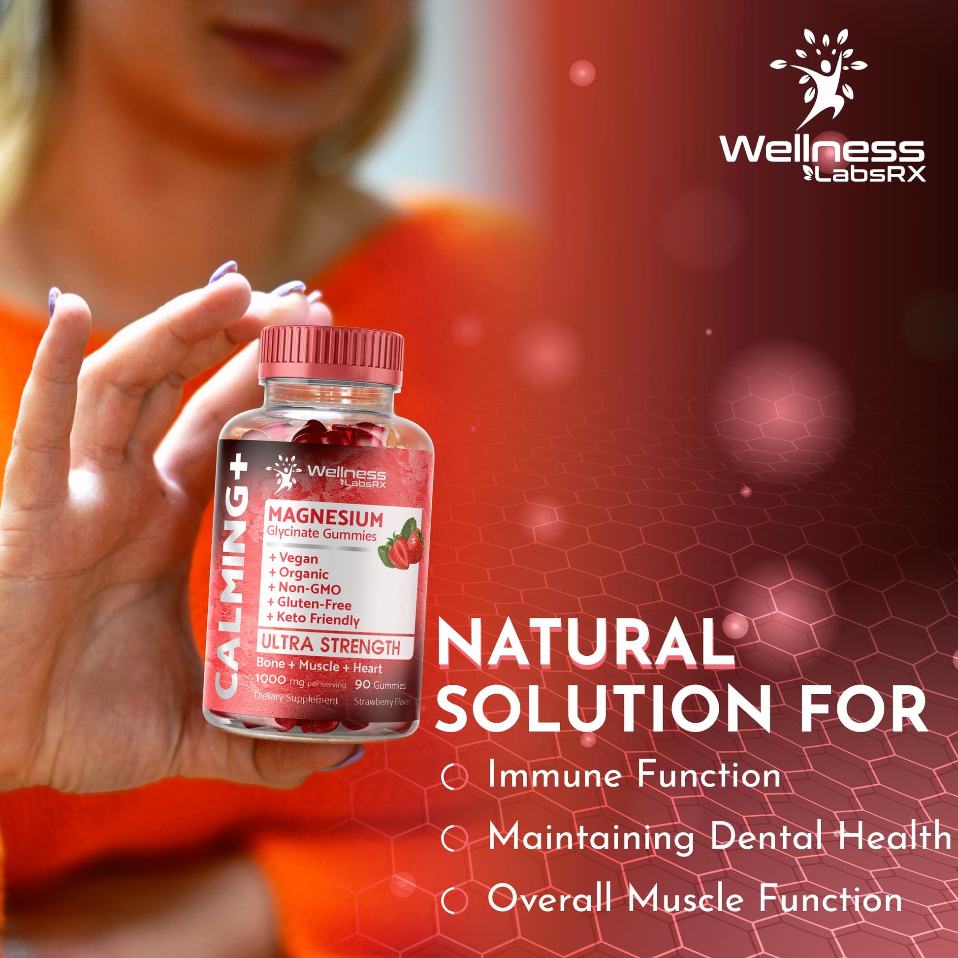 Magnesium Glycinate Gummies - 1000 mg - Magnesium Supplement to Support WELLNESS LABSRX uk supplements