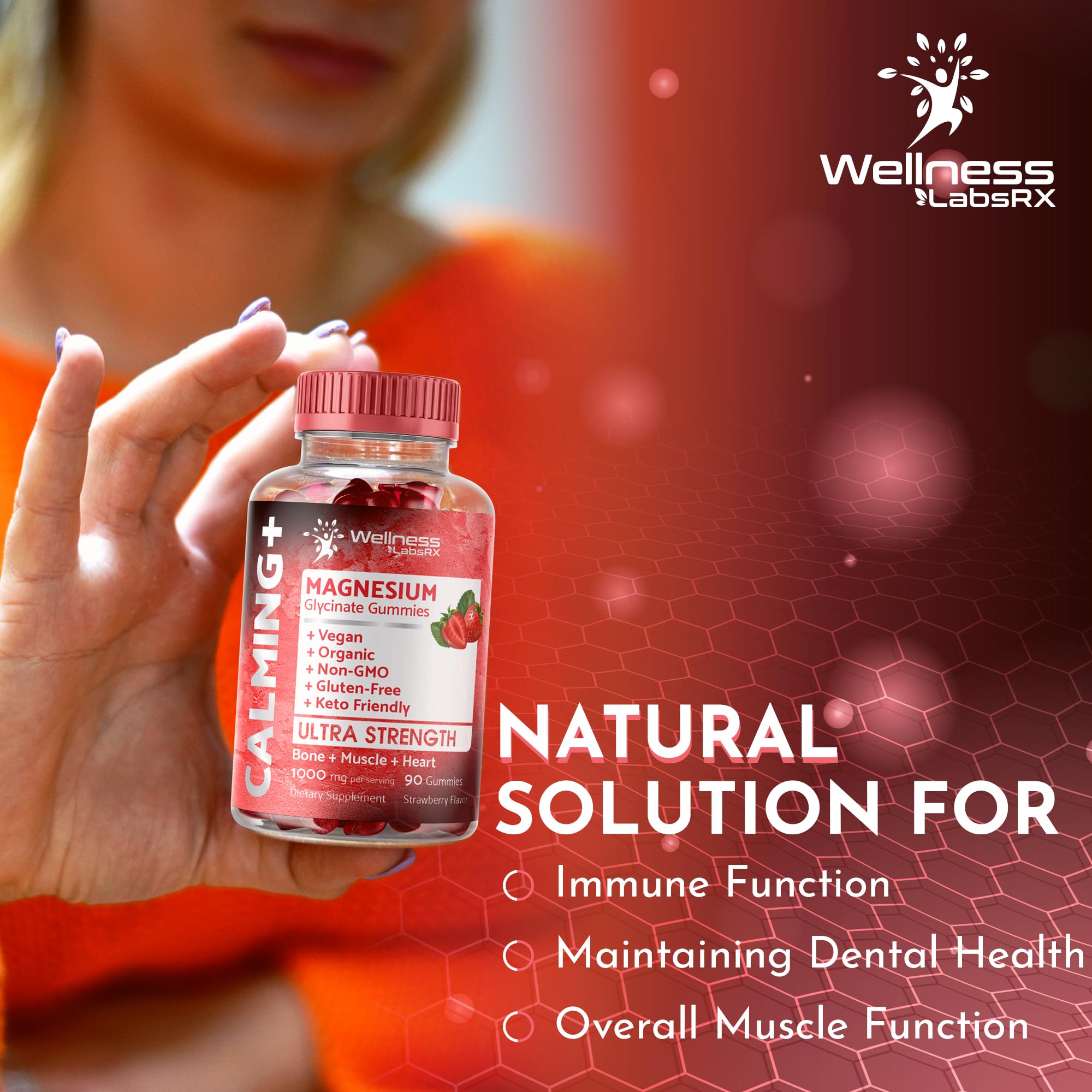 Magnesium Glycinate Gummies - 1000 mg - Magnesium Supplement to Support WELLNESS LABSRX uk supplements