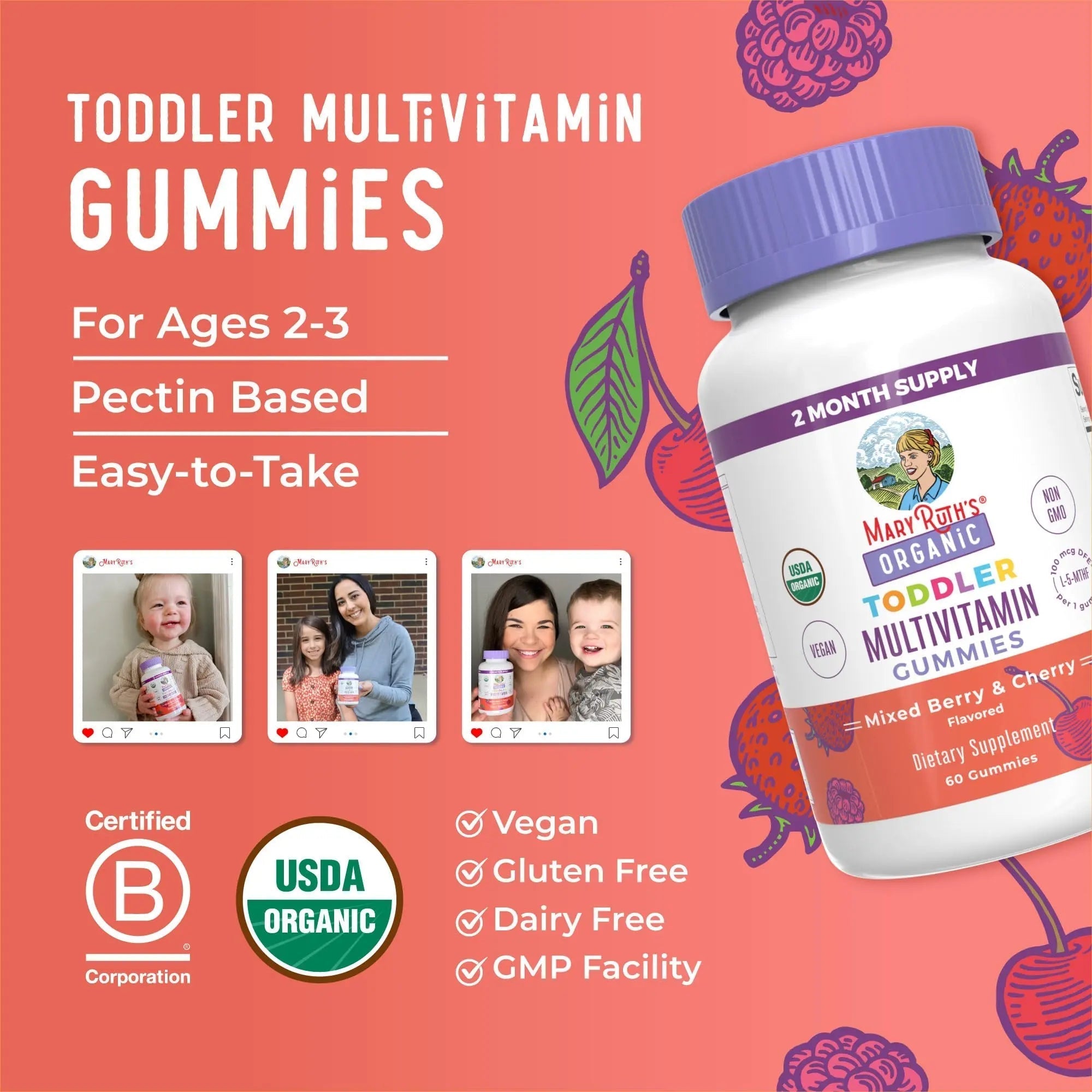 MaryRuth Organics Vitamin Gummy | Kids and Toddlers Age 2+ | USDA | Daily Vitamin C | D3 | Zinc | MaryRuth Organics uk supplements