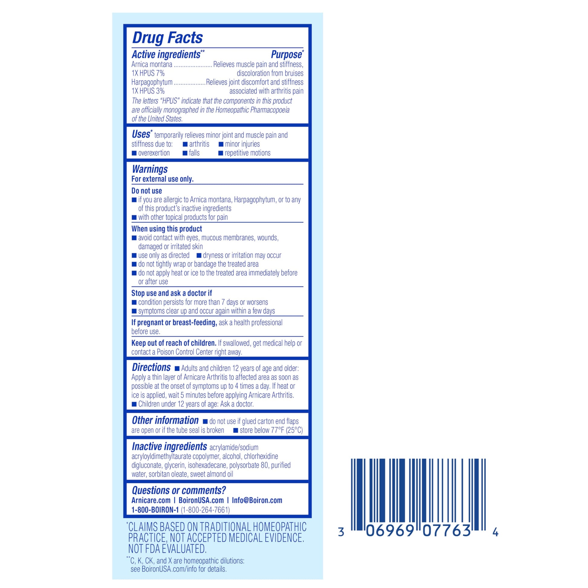 Boiron Arnicare Arthritis Cream for Pain Relief of Knees, Hands, Wrists, Elbows, Joints & Muscles – Quickly Absorbed & Fragrance-Free – 2.5 oz Boiron uk supplements
