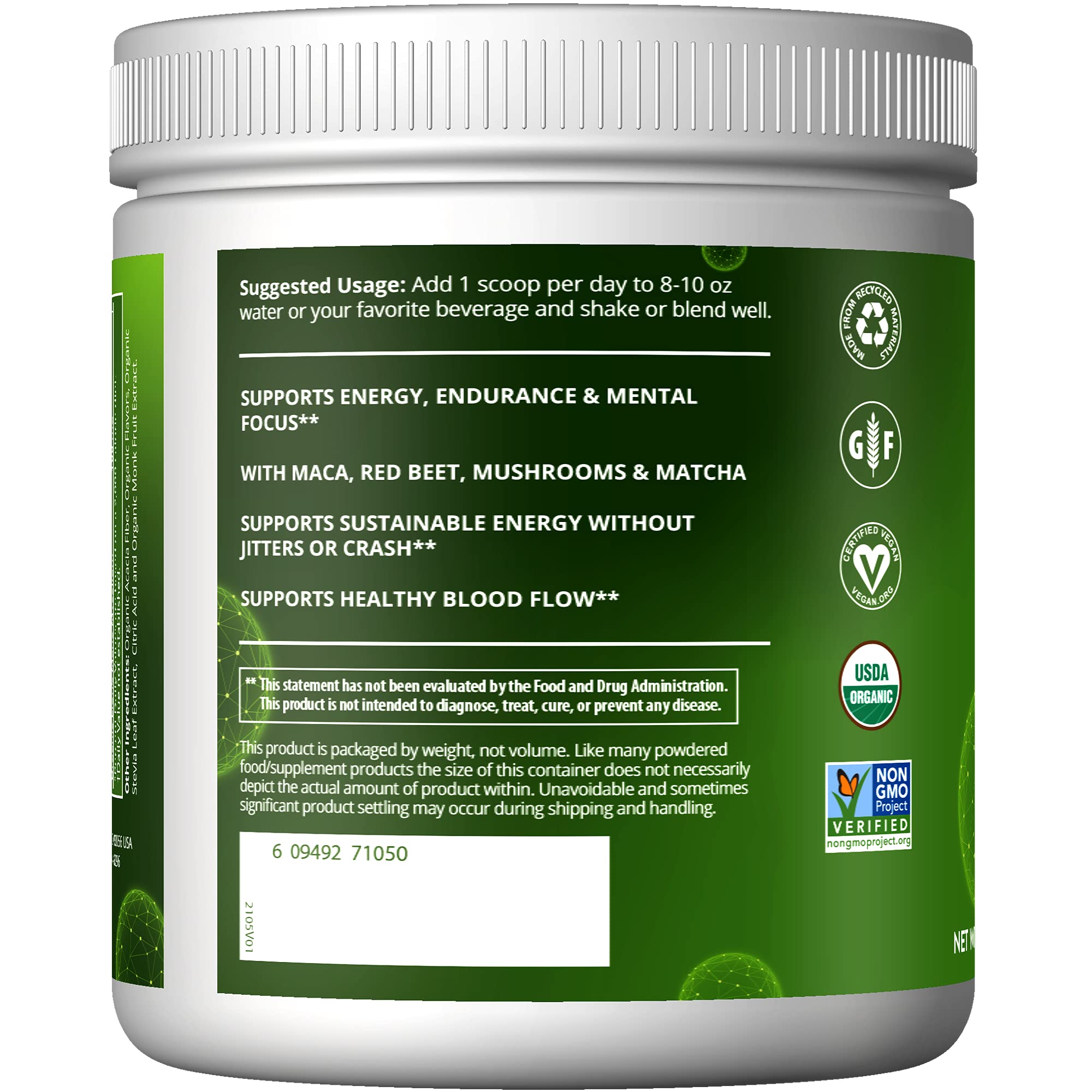 MRM Nutrition Organic Pre-Workout Powder | Black Cherry Flavored | Superfoods MRM uk supplements