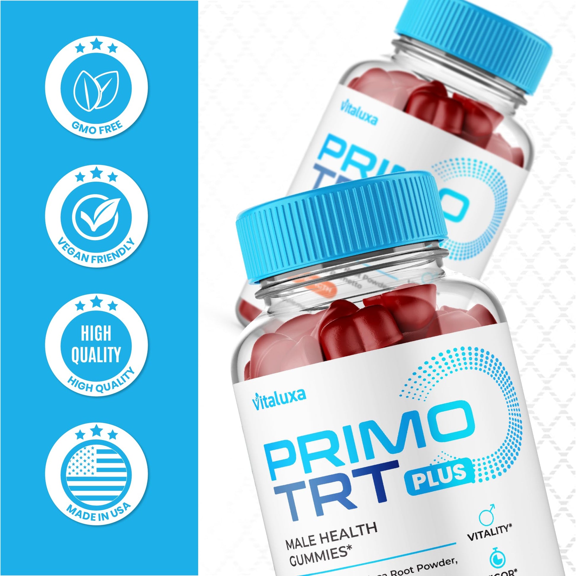 (2 Pack) Primo TRT Gummies, Primo TRT Advanced Performance Blend Supplement, PrimoTRT Try Prime Gomitas Maximum Strength for Males Support for Overall Health Wellness All Natural Ingredients (120 Ct) Vitaluxa uk supplements