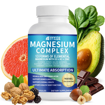 VYXION Magnesium Complex 900mg per Serving – High Absorption Magnesium Glycinate with Vitamin D3 K2 Zinc & B Vitamins – Sleep, Calm, Muscle & Nerve Support – 90 Capsules Vyxion uk supplements