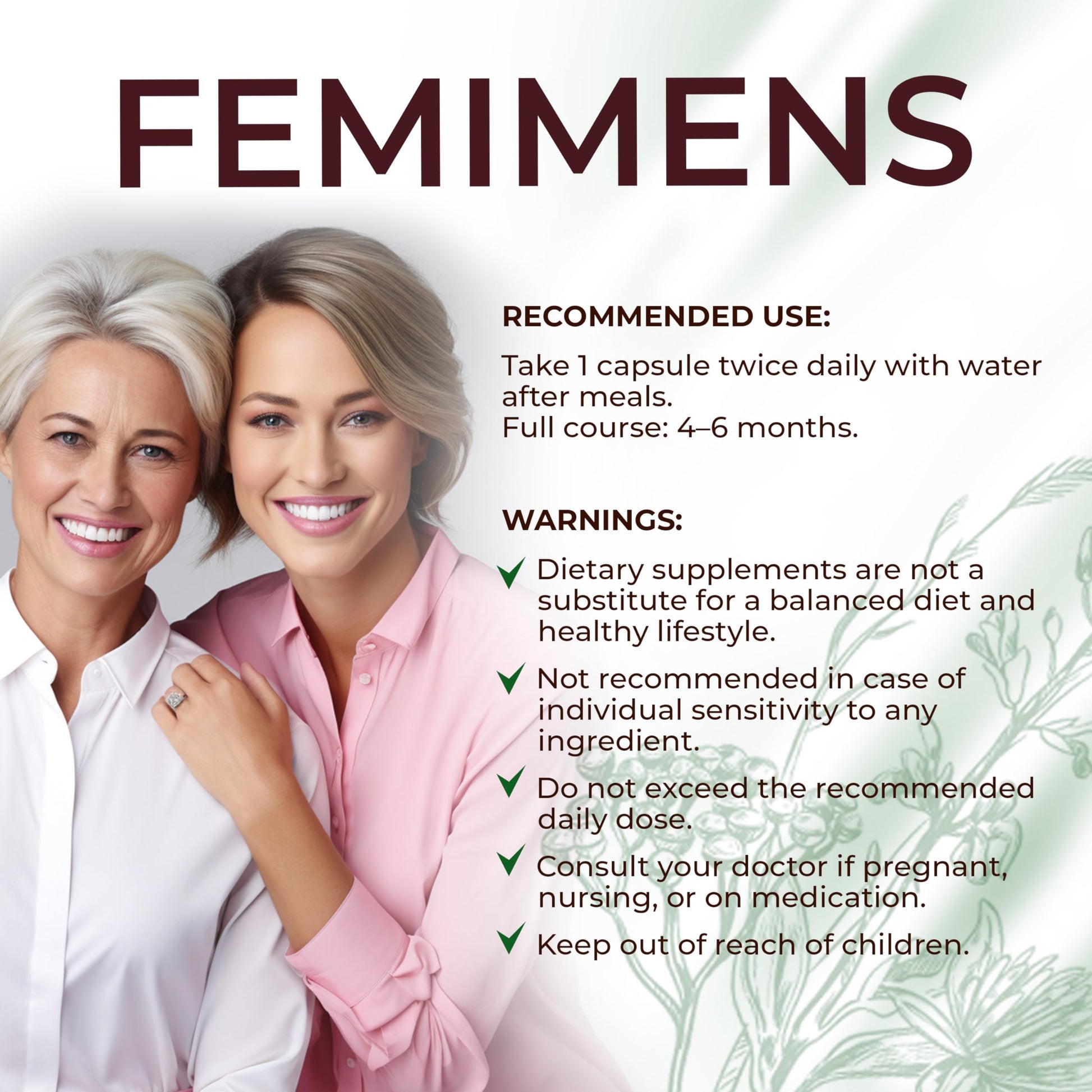 FEMIMENS – PMS Support Supplement for Women – PMS Relief for Women & Menstrual Cramp Relief – Hormonal Balance for Women – Chasteberry Vitex, Ashwagandha, Ginger, Fenugreek – 120 Vegan Capsules Ananta Medicare USA uk supplements