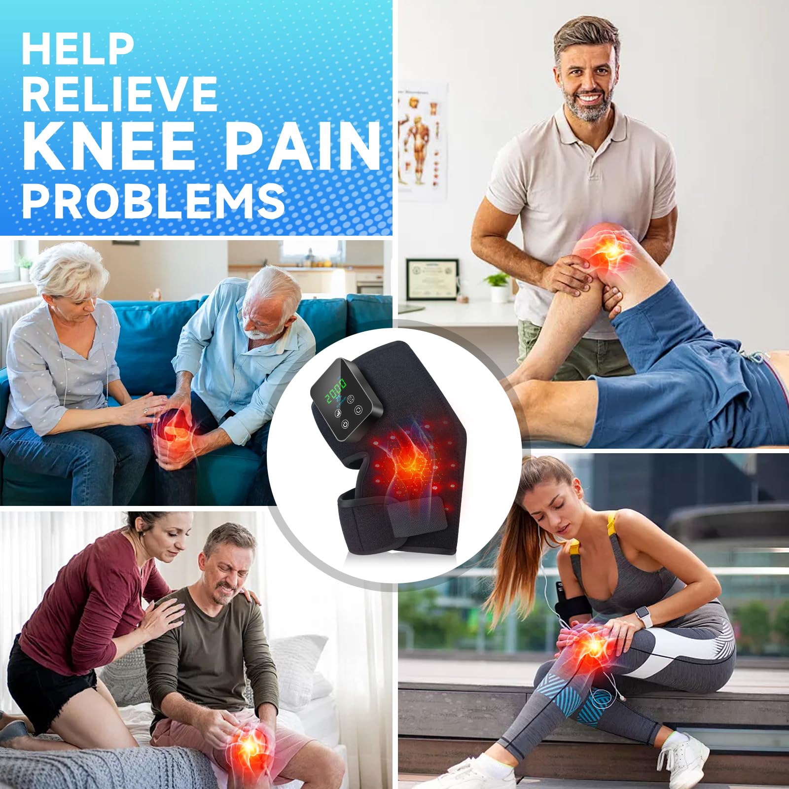 Red Light Therapy Knee Brace: Pain Relief Infrared Heating Pad 72 LED Heat Lamp Pain Relief Astarexin uk supplements