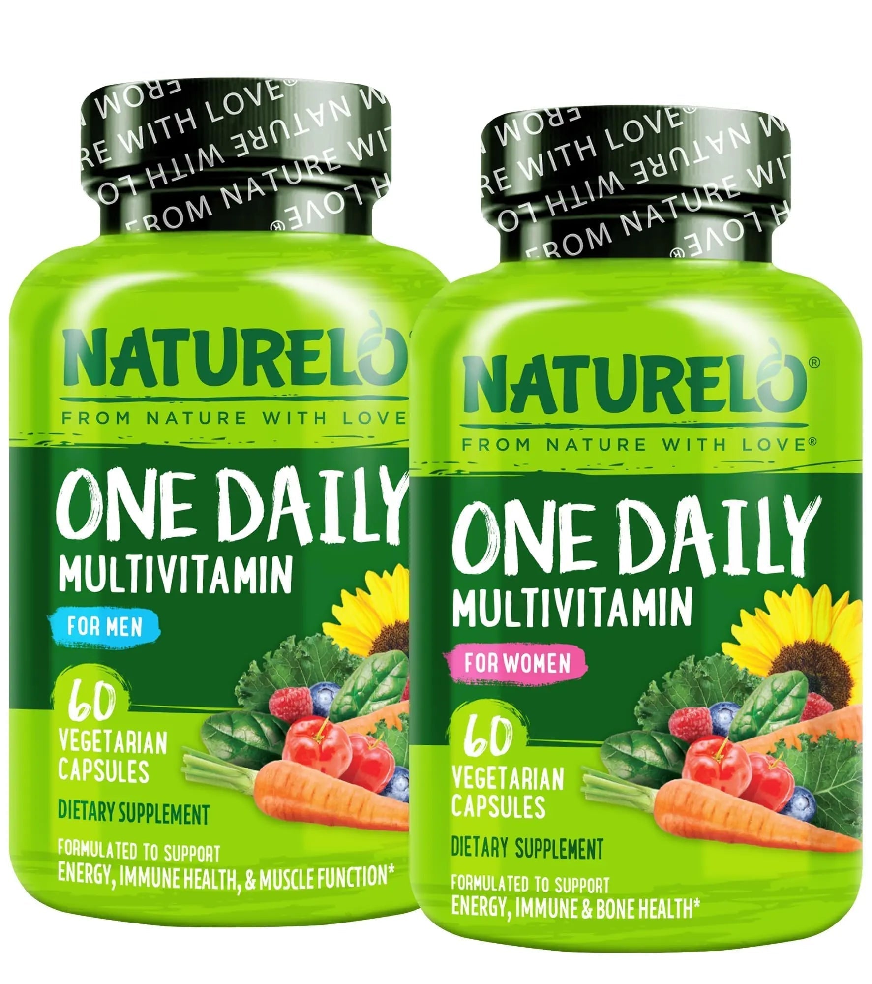 NATURELO One Daily Multivitamin for Women, 60 Capsules and One Daily Multivitamin for Men, 60 Capsules - 2 Month Supply Bundle NATURELO uk supplements