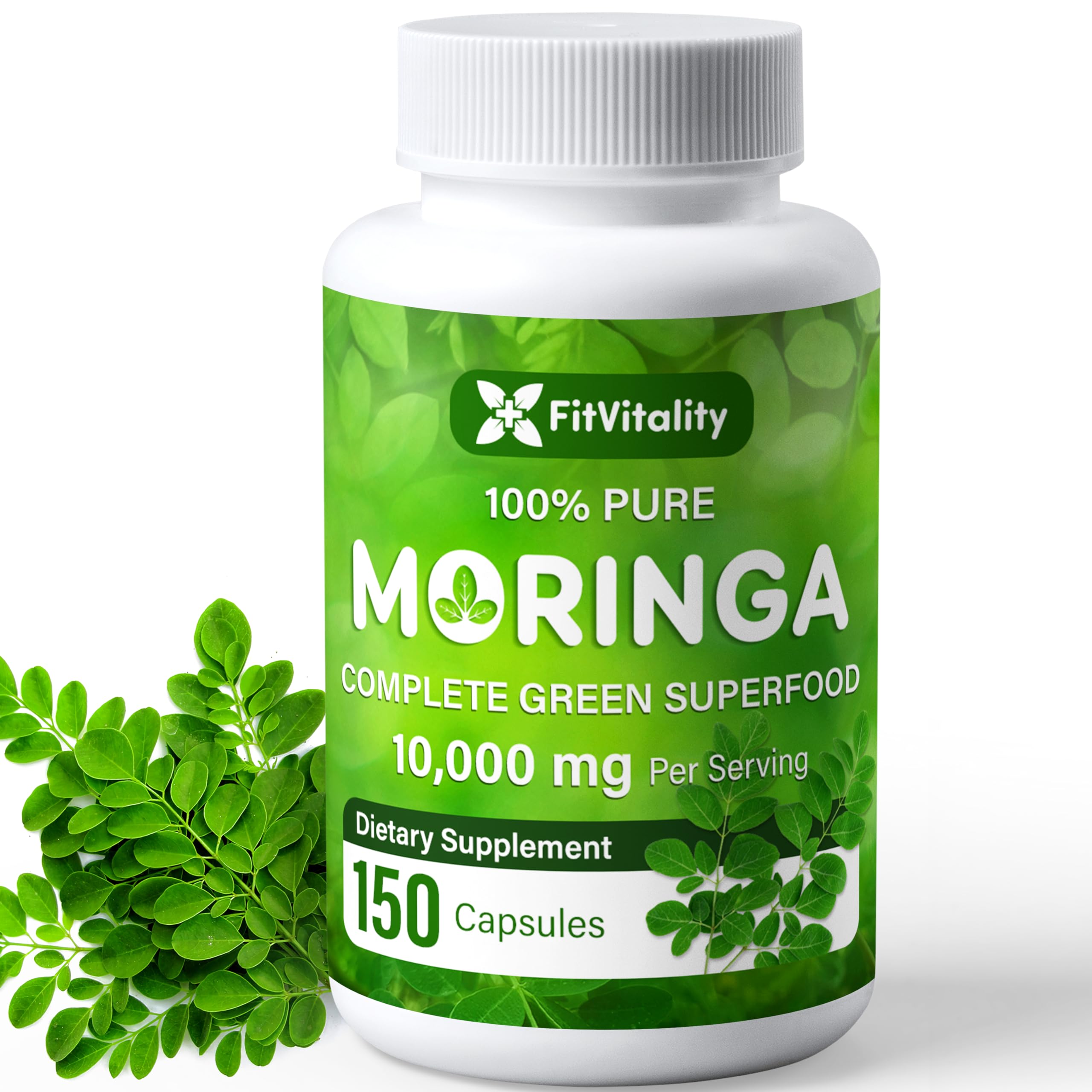 Moringa Capsules| Moringa Oleifera |10,000mg| 150 Capsules| 100% Pure| Non-GMO FitVitality uk supplements