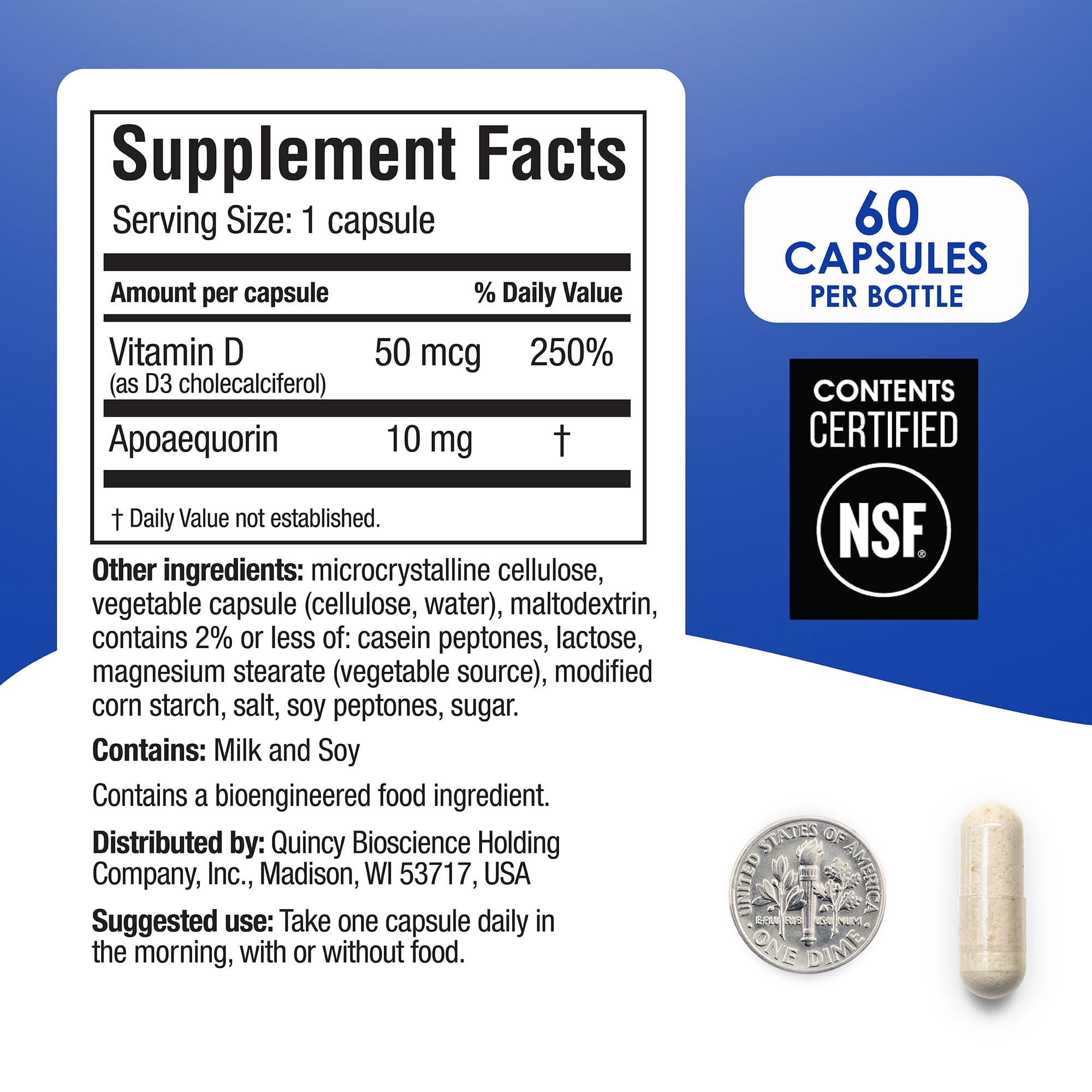 Prevagen Regular Strength - 60 Capsules (2 Month Supply) | Formulated for Your Brain | 10mg of Apoaequorin Plus Vitamin D3 Prevagen uk supplements