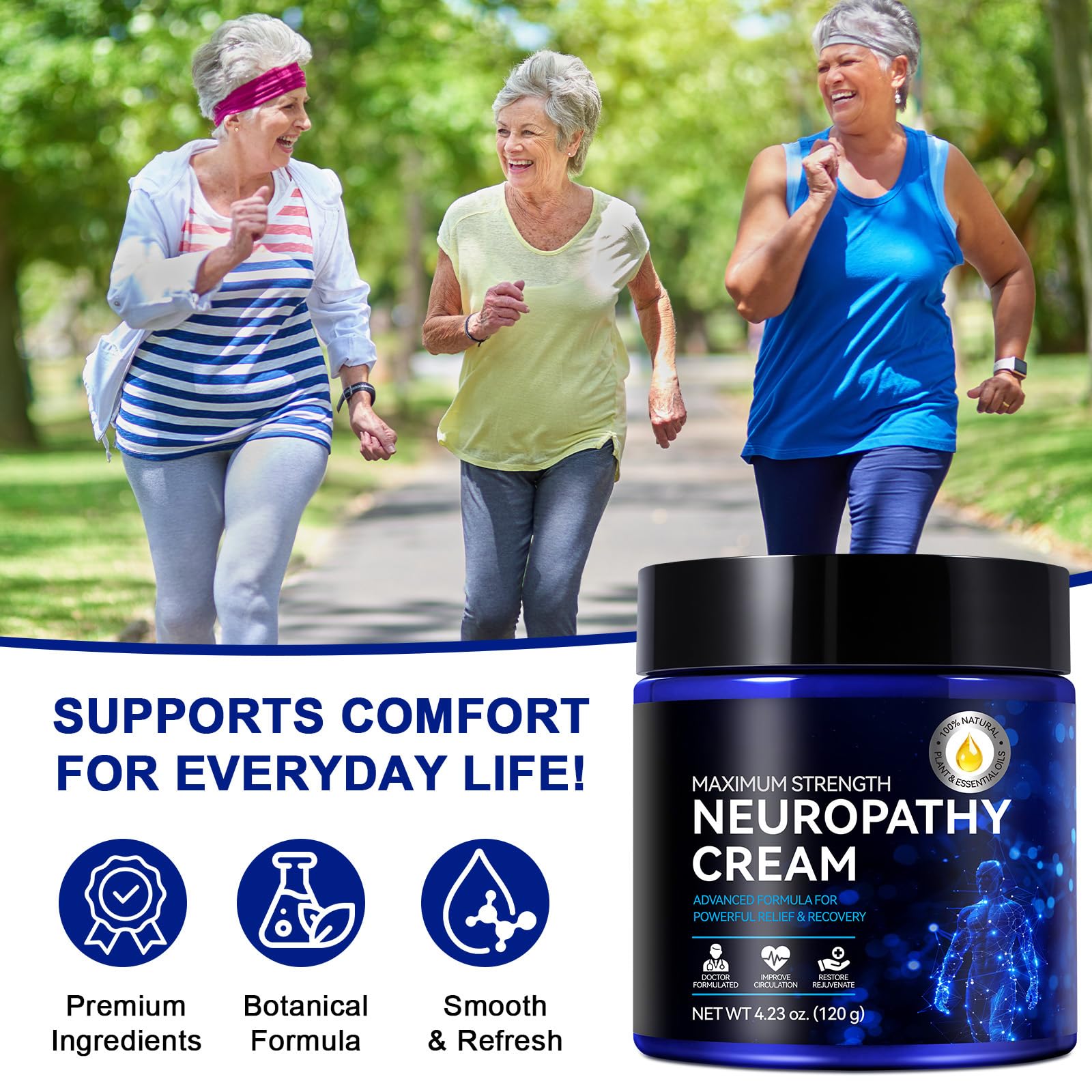 Neuropathy Cream for Feet, Legs & Hands – Lightweight, Plant-Based Formula with Cooling Comfort, 4 oz CFXYHNOX uk supplements