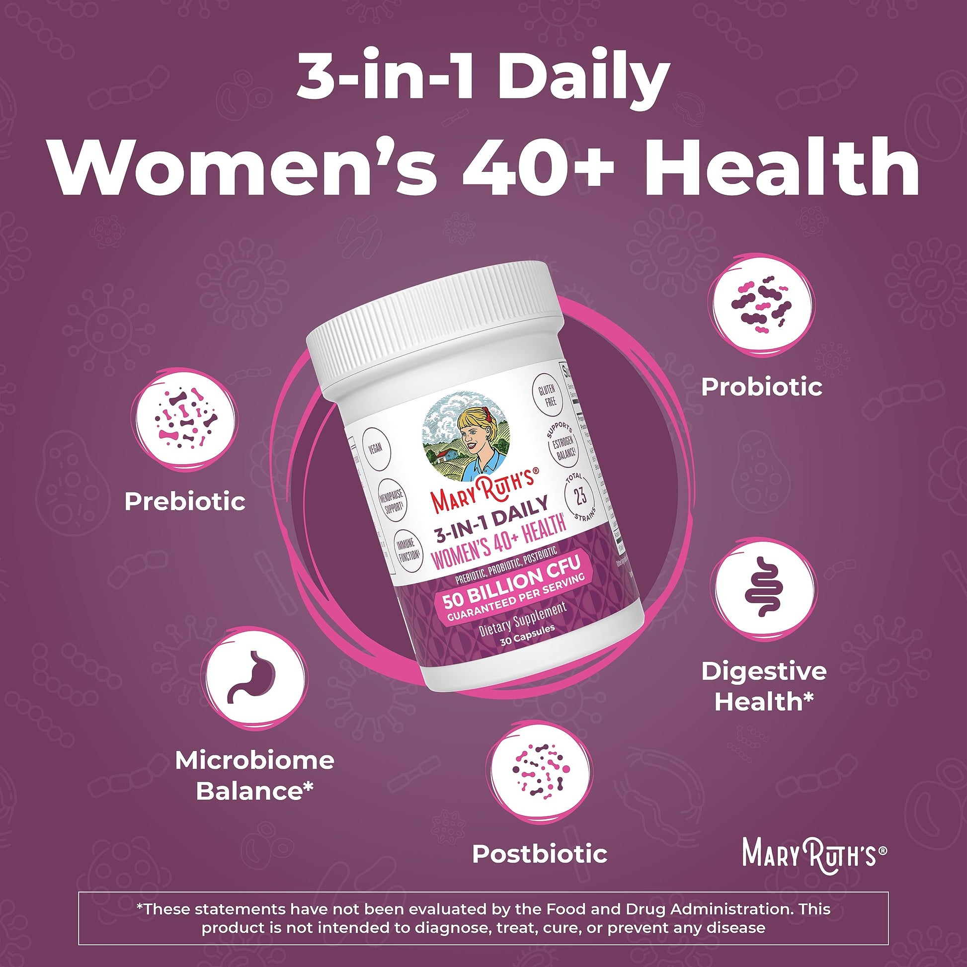 Mary Ruth's 3 in 1 Women's 40+ Health Probiotic, 30 CT MaryRuth Organics uk supplements