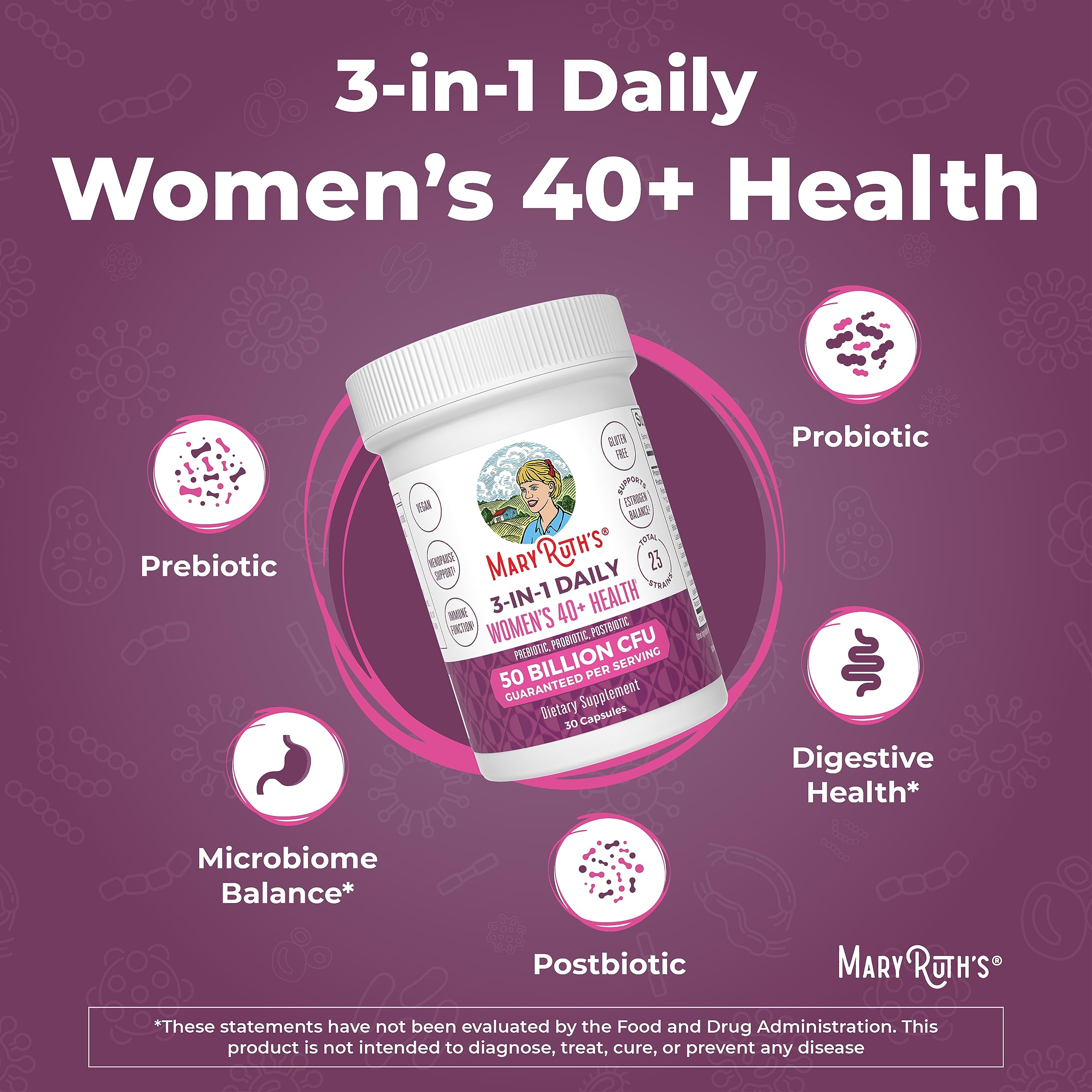 Mary Ruth's 3 in 1 Women's 40+ Health Probiotic, 30 CT MaryRuth Organics uk supplements