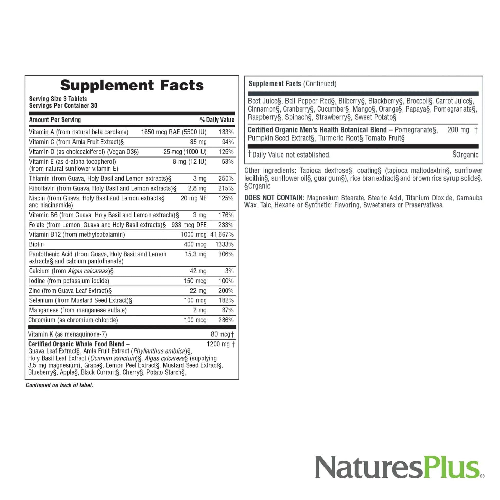 NaturesPlus Source of Life Garden Men’s Multivitamin - 90 Tablets - Supports Energy & Healthy Immune System Nature's Plus uk supplements