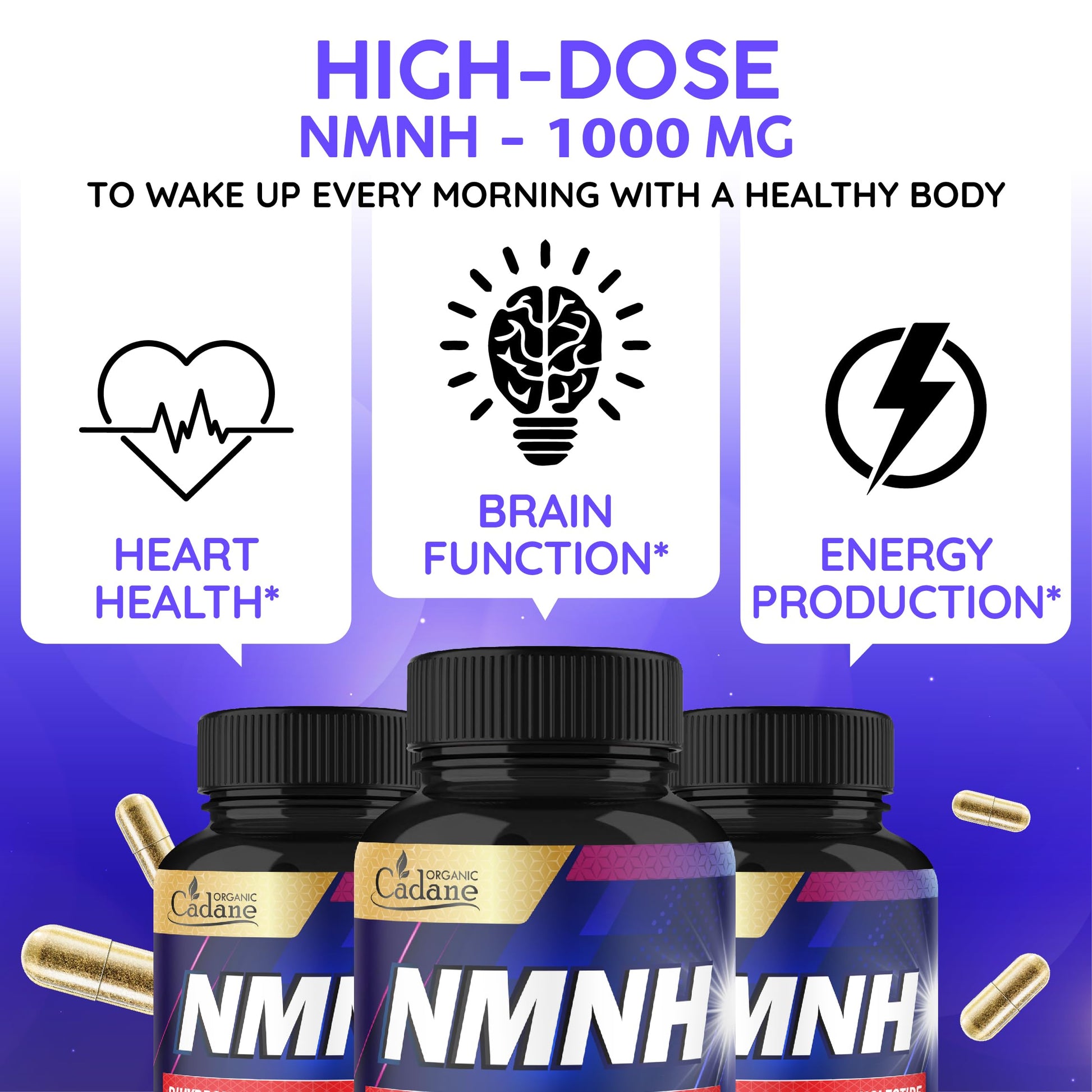 Cadane NMNH Supplement | Support Energy & Healthy Aging | Dihydronicotinamide Mononucleotide | Non-GMO – 60 Capsules – 30-Day Organic Cadane uk supplements