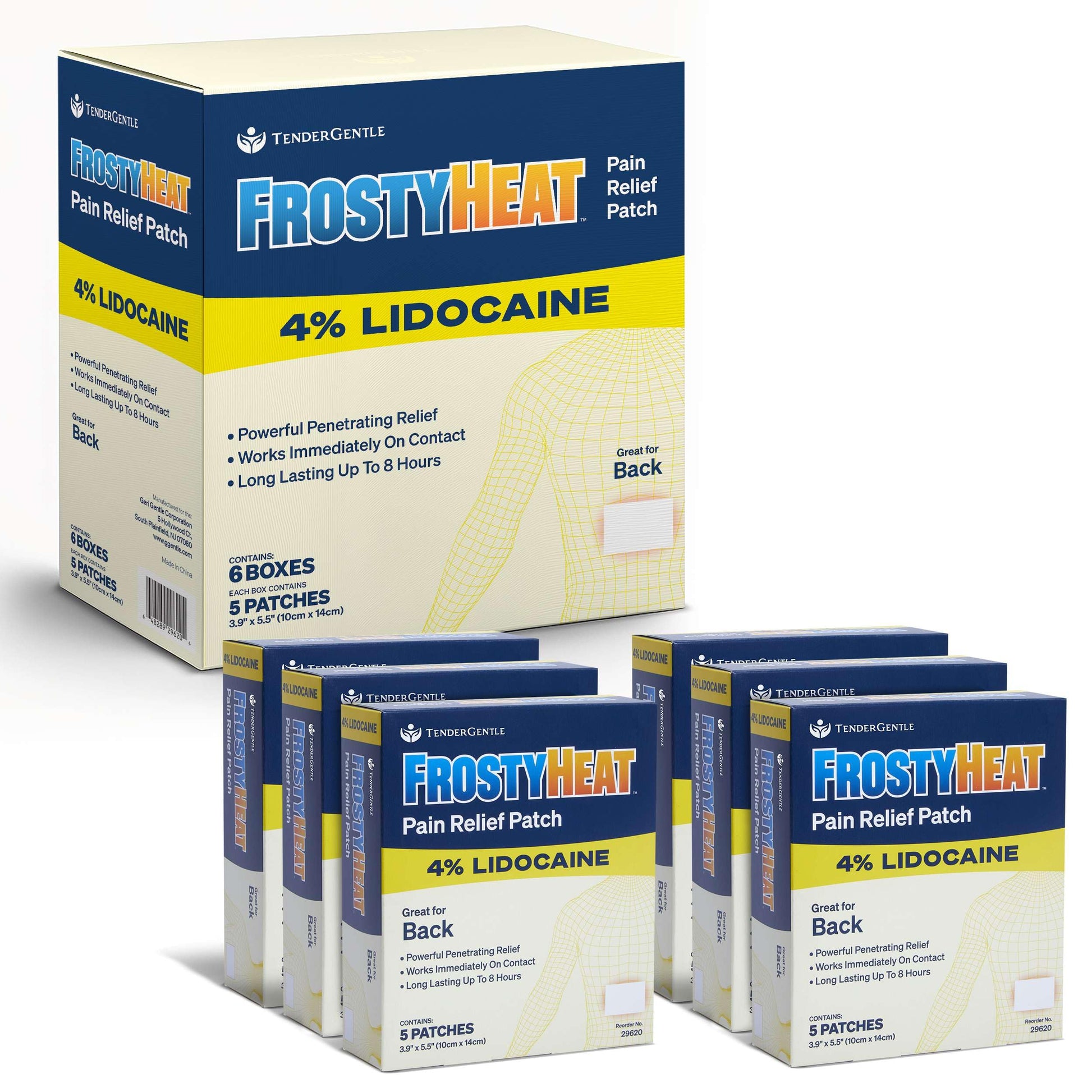 TenderGentle Four Percent Lidocaine Patches - 30 Back Pain Relief Patches with 4% Lidocaine for Aches, Muscle and Joint Discomfort - 3.9" x 5.5" Back, Shoulder, and Neck Pain Patch TenderGentle uk supplements