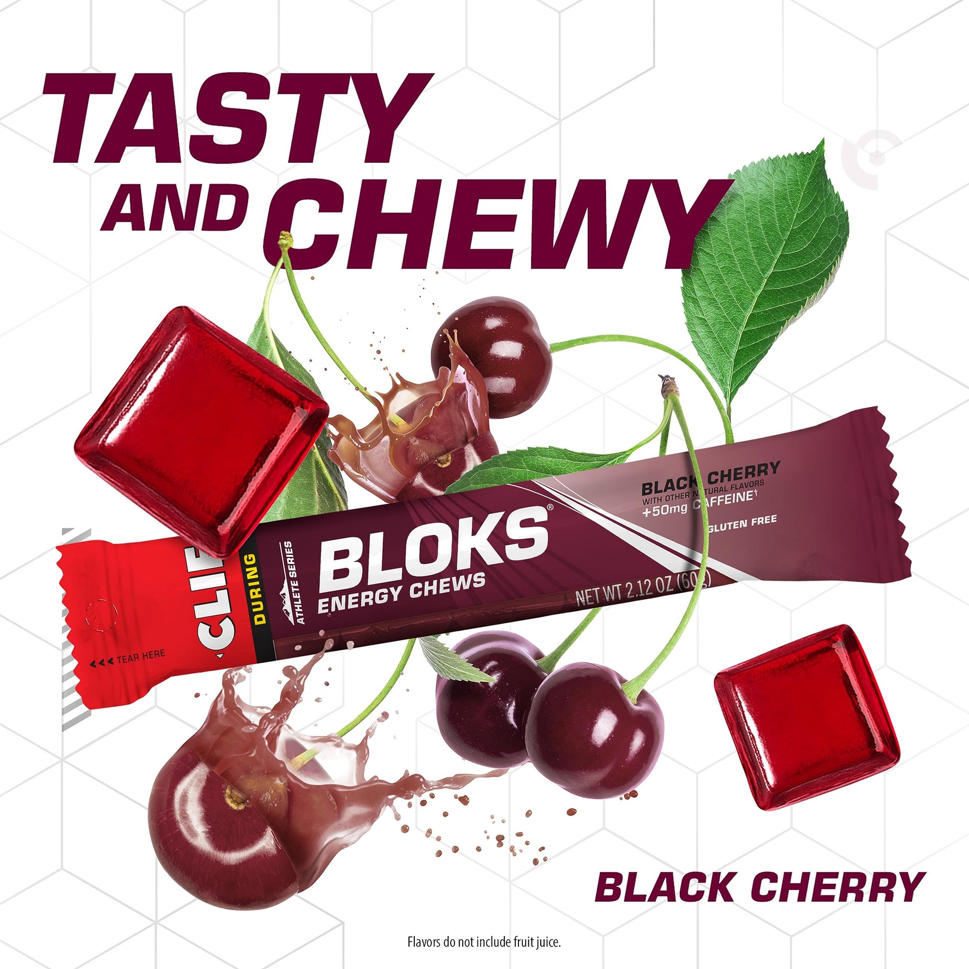 CLIF BLOKS - Black Cherry Flavor with Caffeine - Energy Chews - Non-GMO Clif Bar uk supplements