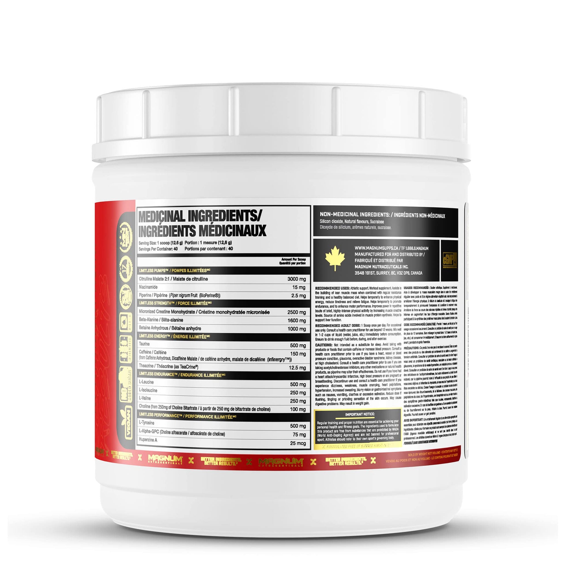 LIMITLESS Magnum 504g - Muscle Workout Powder, Sport Pre Workout for Men and Women LIMITLESS uk supplements