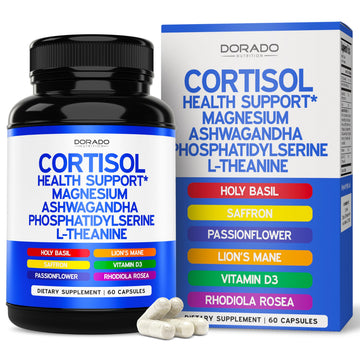 Cortisol Supplements for Women & Men with 14 in1 Blend (Magnesium, Ashwagandha, L Theanine & More) Healthy Cortisol Balance & Calm Mood Support - Third Party Tested, Non GMO, USA Made - 60 Count DORADO NUTRITION uk supplements