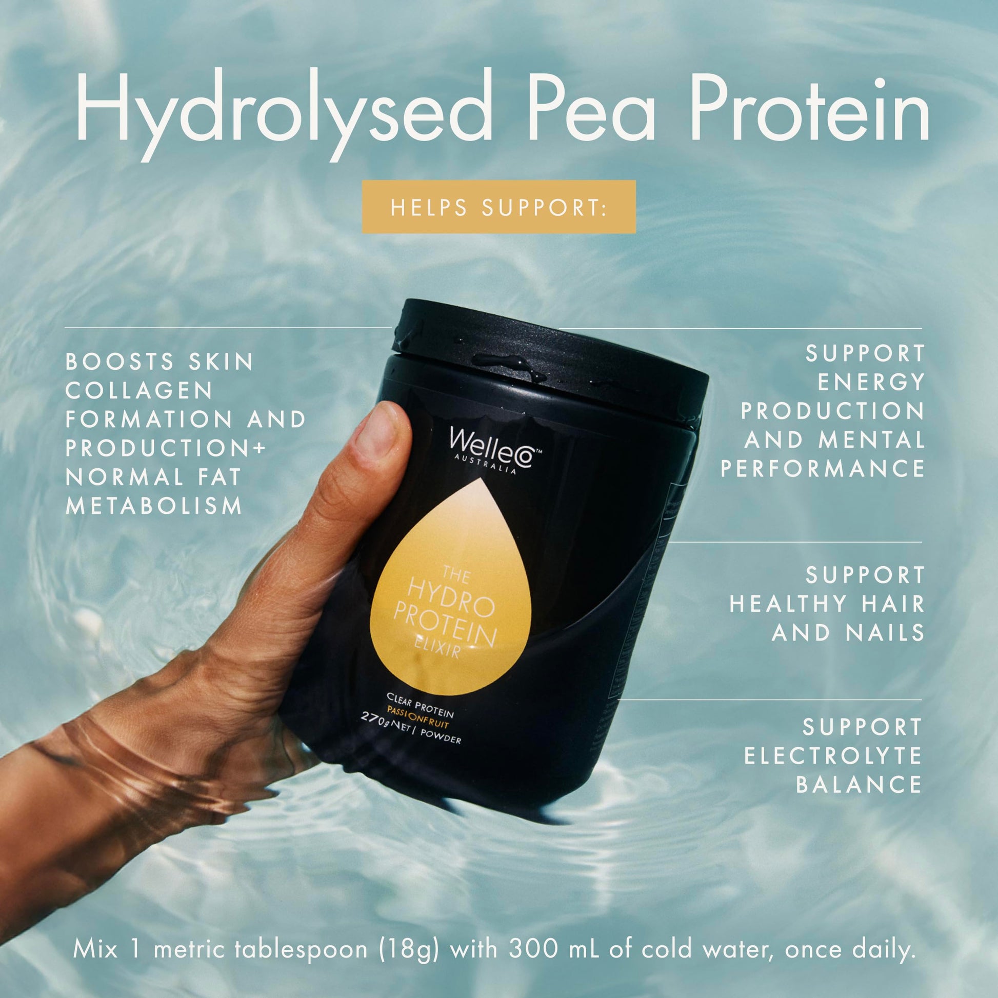 WelleCo HydroProtein Elixir, Potassium Electrolyte Powder with 15g Vegan Protein for Energy, Healthy Hair, Skin & Nails, Easy to Digest Powdered Electrolytes, Passionfruit, 9.5oz Jar WelleCo uk supplements