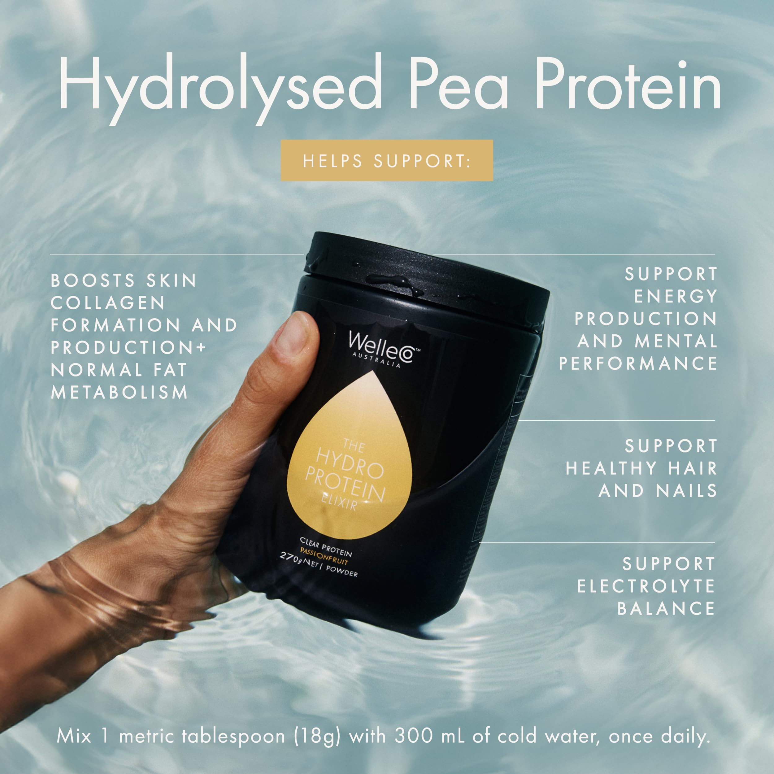 WelleCo HydroProtein Elixir, Potassium Electrolyte Powder with 15g Vegan Protein for Energy, Healthy Hair, Skin & Nails, Easy to Digest Powdered Electrolytes, Passionfruit, 9.5oz Jar WelleCo uk supplements