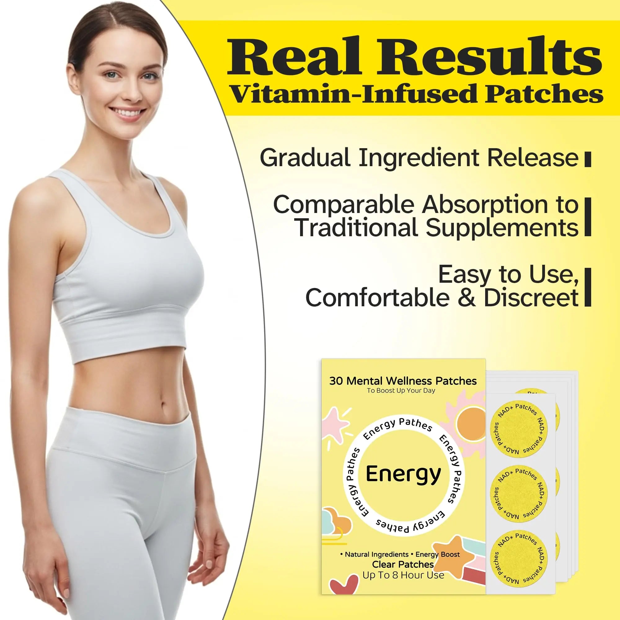 Energy Patches – 30 Plant-Based Patches with Biotin, Caffeine & Ginseng – Gentle Daily Support for Focus, Alertness & Vitality – Vegan Formula, 1 Month Supply Vitalumina uk supplements