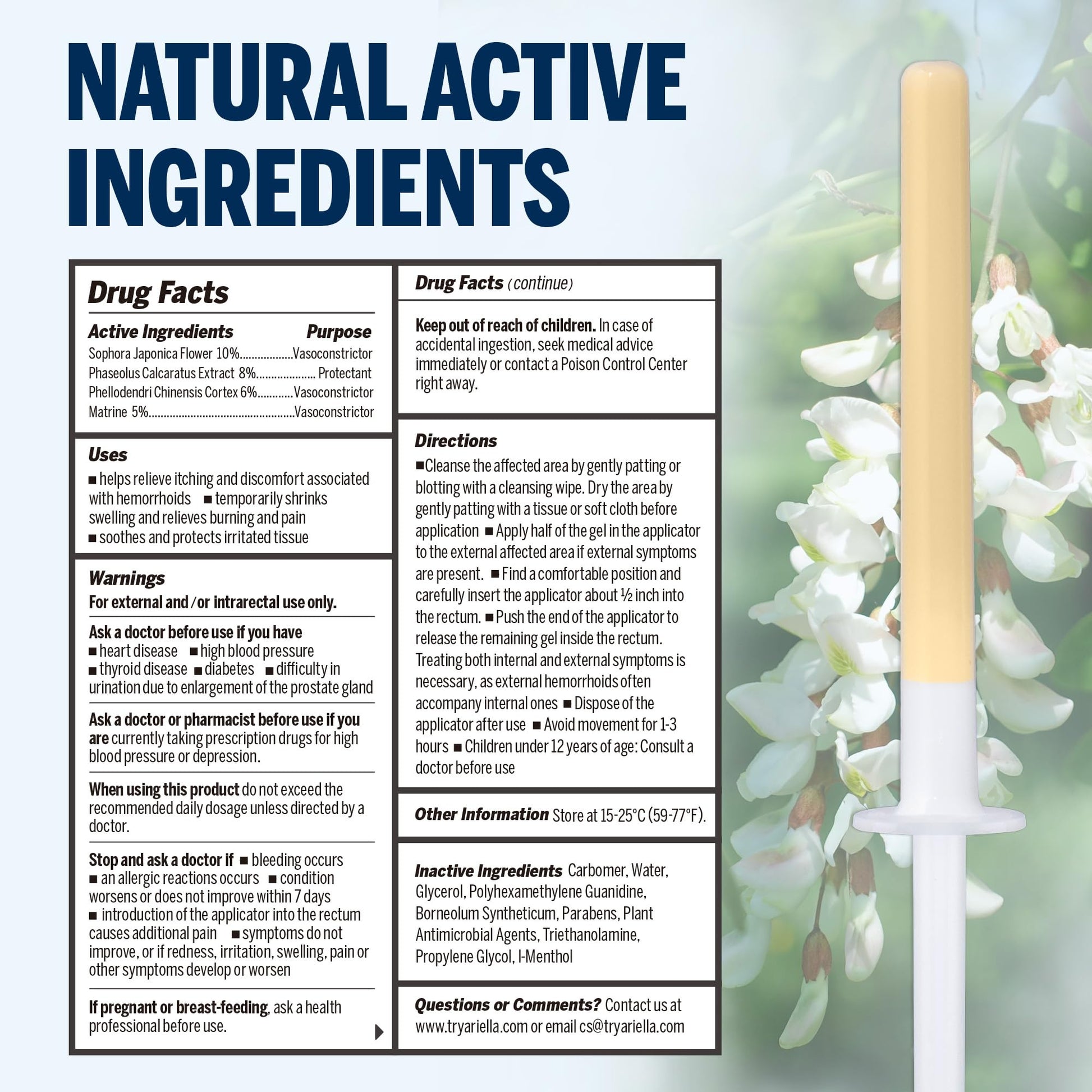 Ariella Hemorrhoid Treatment Suppository Gel: Natural & Herbal - Relieve Itching Burning Discomfort - Internal Relief - New Rounded Applicator - Nighttime Use (Pack of 12) Ariella uk supplements