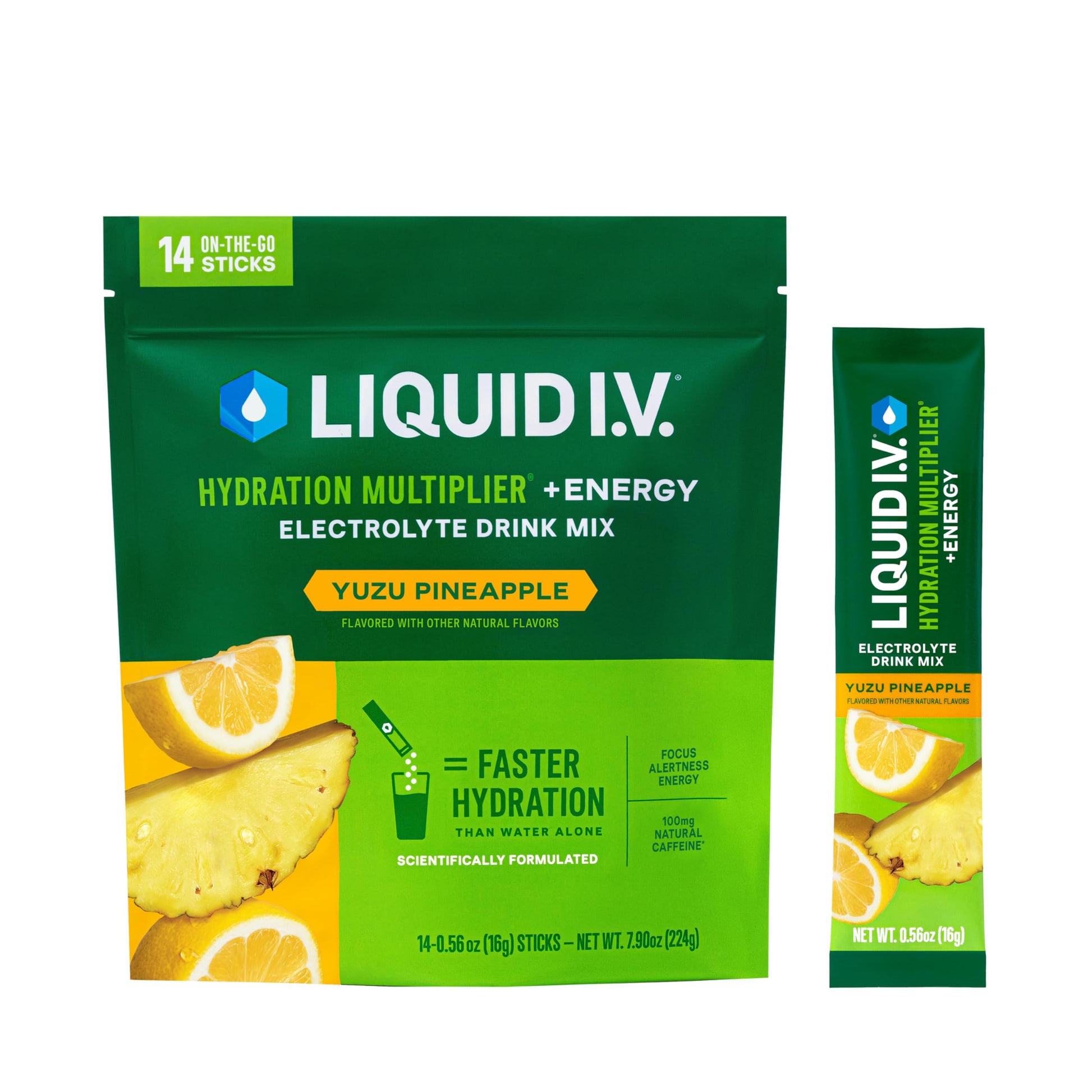 Liquid I.V.® Hydration Multiplier +Energy - Yuzu Pineapple | Electrolyte Powder Drink Mix | 1 Pack (14 Servings) Liquid I.V. uk supplements