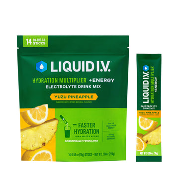 Liquid I.V.® Hydration Multiplier +Energy - Yuzu Pineapple | Electrolyte Powder Drink Mix | 1 Pack (14 Servings) Liquid I.V. uk supplements