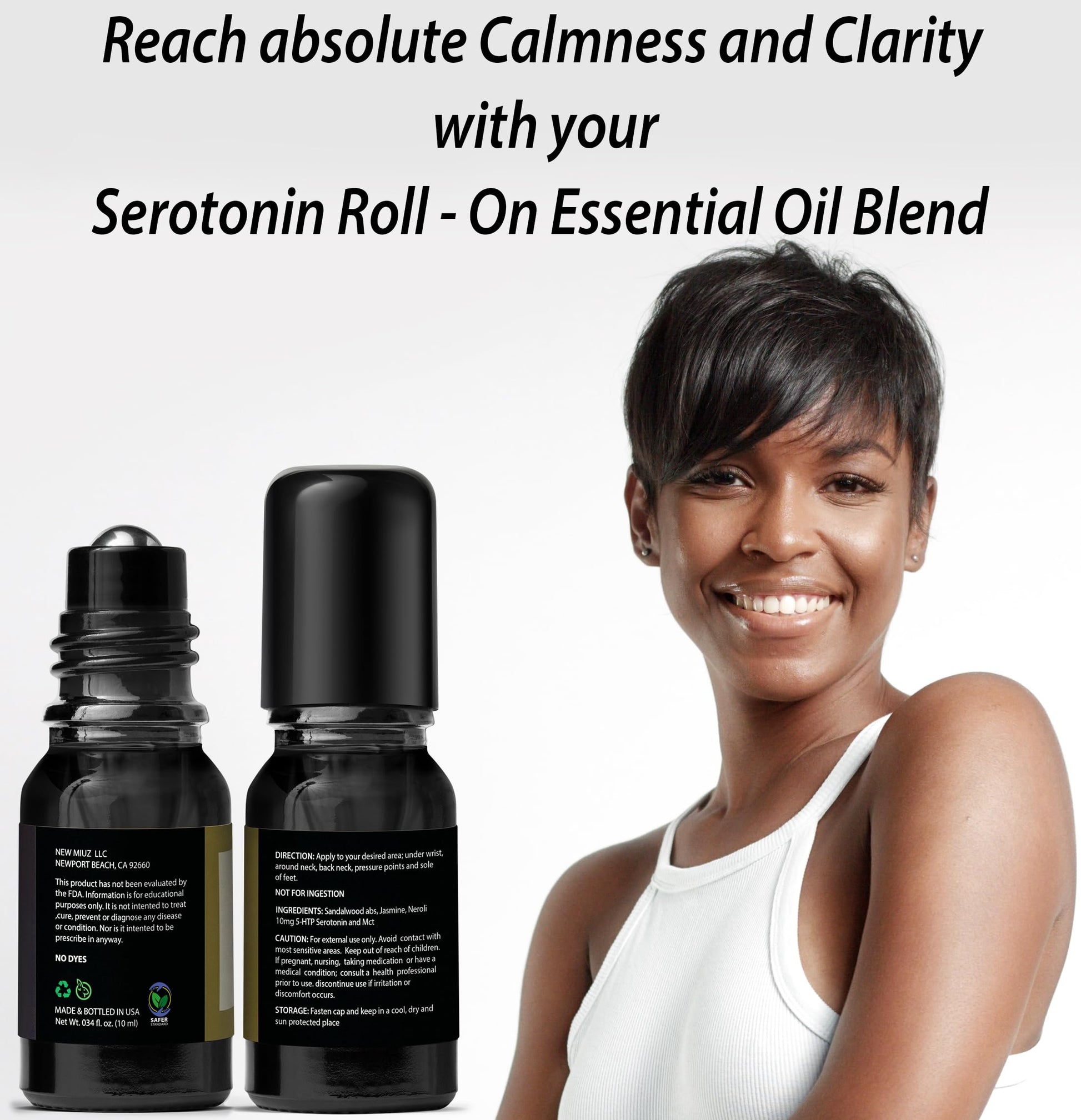 Calm Roll on Essential Oil Stress Relief Sandalwood Jasmine Destress Relaxation Calming Rolle New Miuz uk supplements