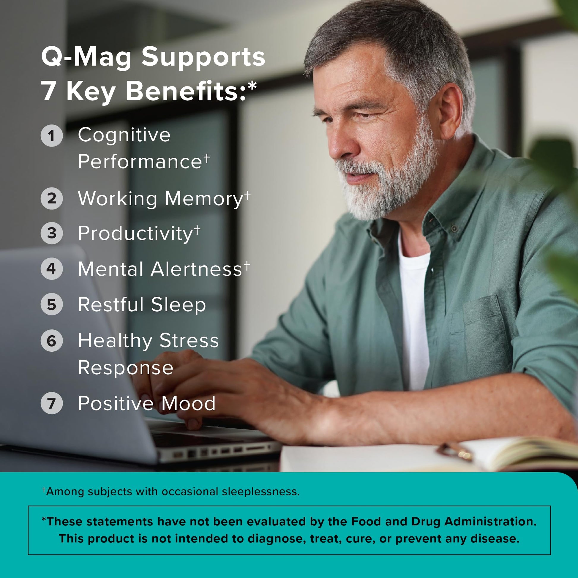 Qunol Q-Mag Magnesium L-Threonate Tablets, 2000mg of Magtein to Help Support Cognitive Performance, Improve Mental Alertness & Productivity, Supports Restful Sleep, High Absorption, 60 Count Qunol uk supplements