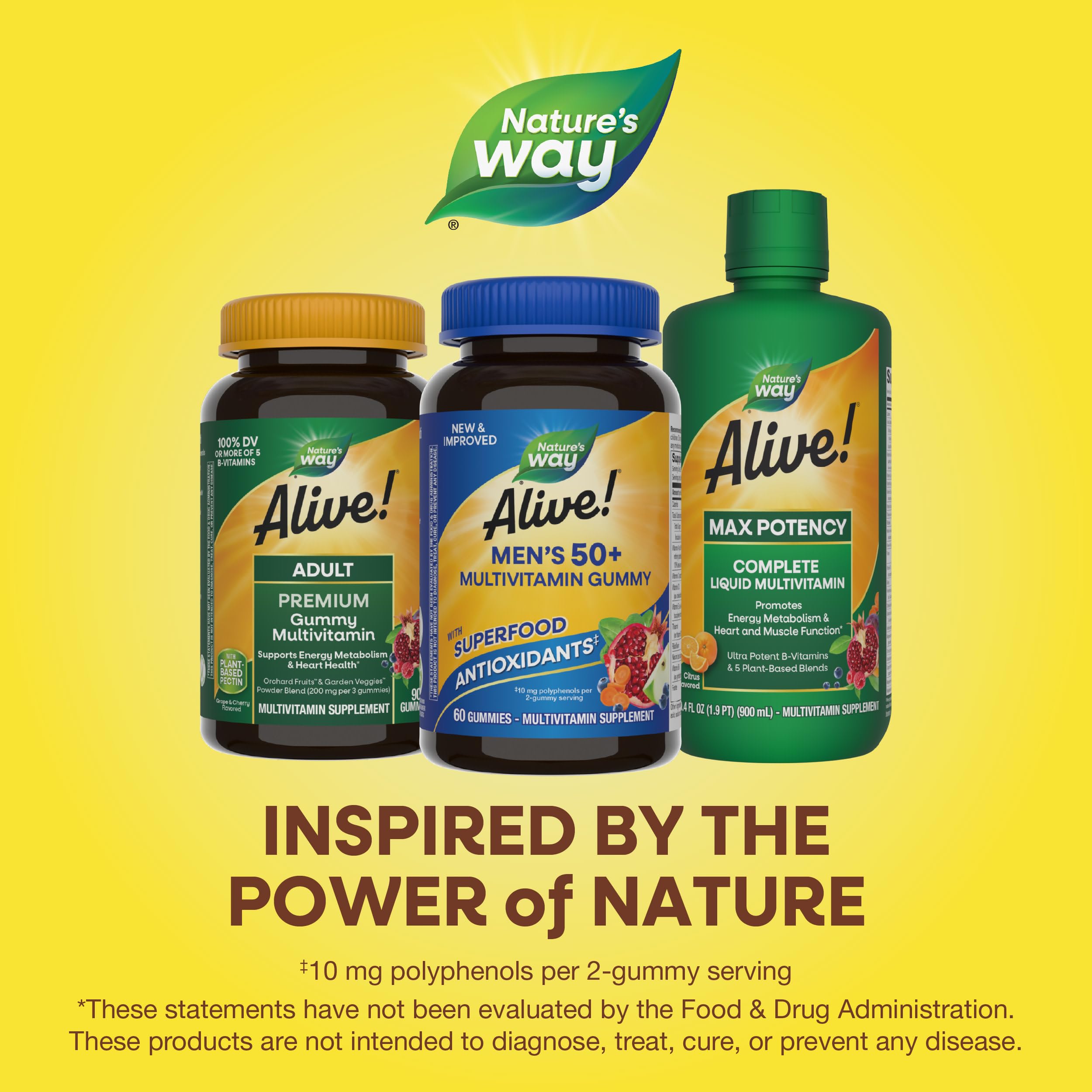 Nature's Way Alive! Men’s 50+ Daily Gummy Multivitamins, Supports Healthy Brain, Eyes, Heart*, B-Vitamins Nature's Way uk supplements