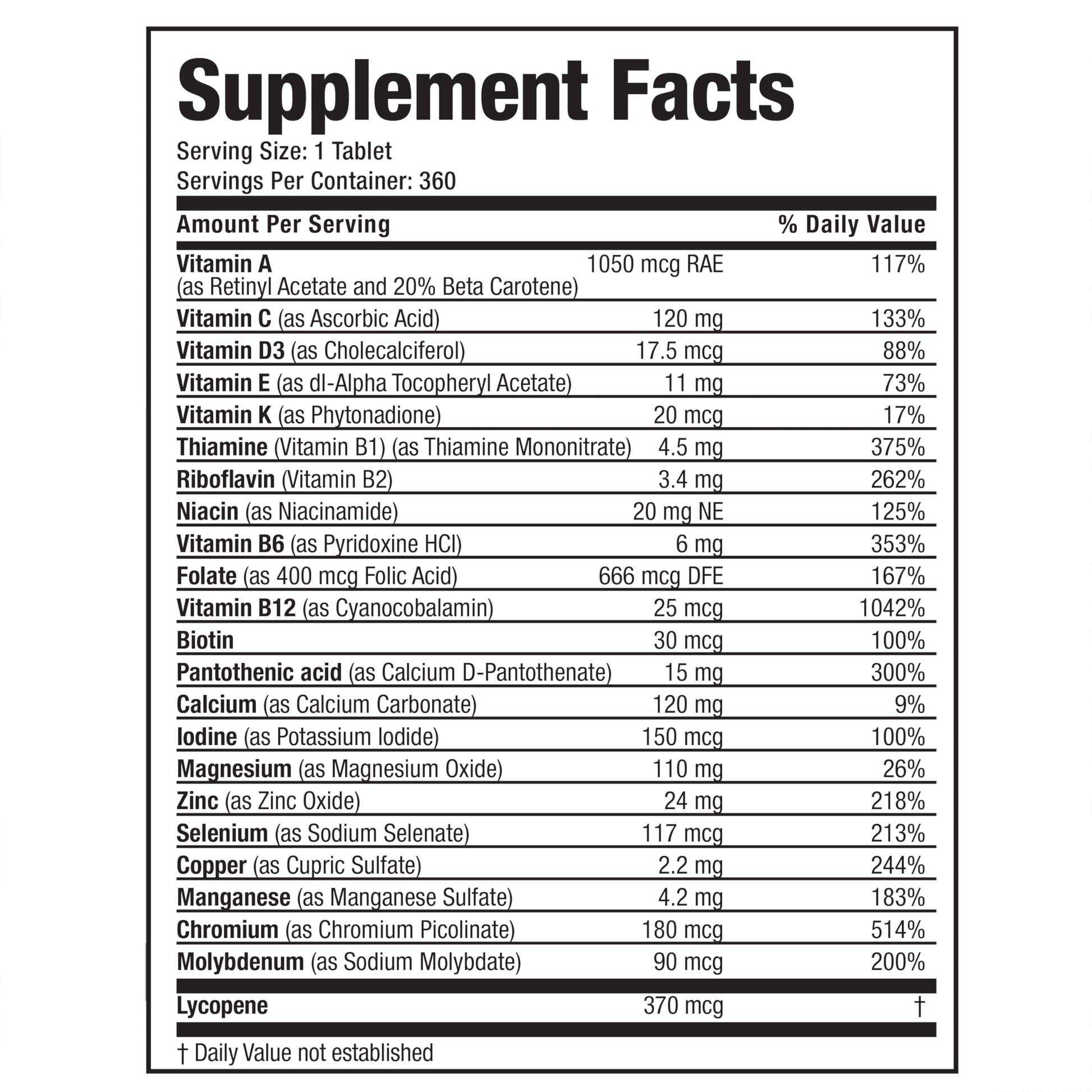 Bronson ONE Daily Mens 50+ Complete Multivitamin Multimineral, 360 Tablets Bronson uk supplements