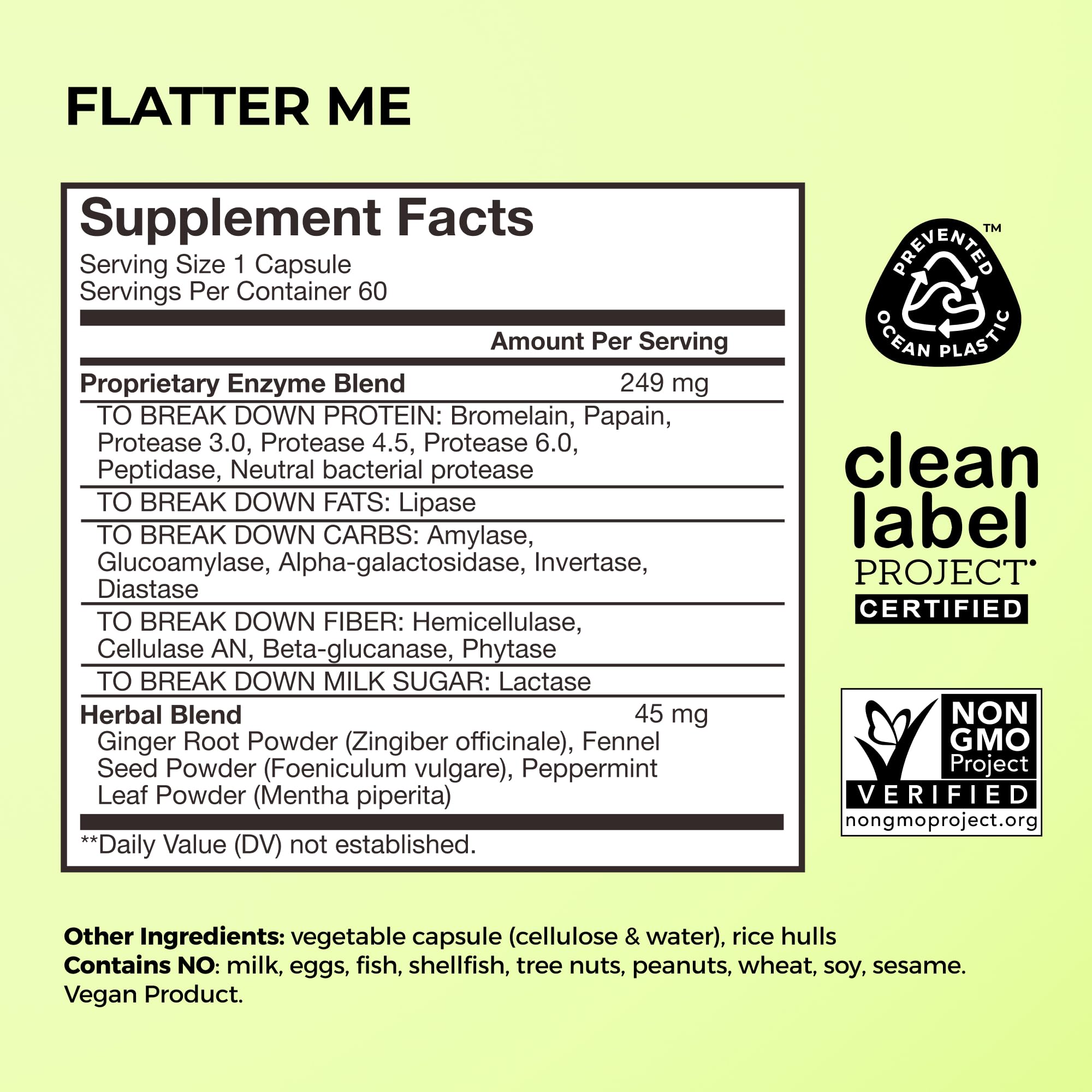 HUM Flatter Me Digestive Enzymes for Women & Men, Digestive Health Bloating Supplement with Ginger & Peppermint Leaf, Fast Acting Anti Bloat Pills Multi Enzyme for Debloating, Vegan, 60 Capsules HUM uk supplements